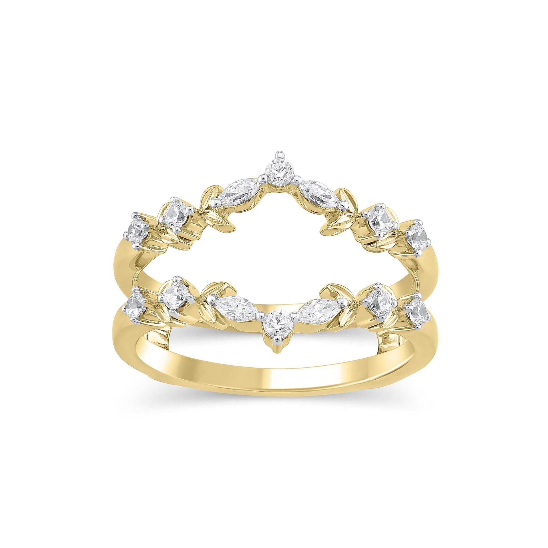 1/3 CT. Tw. Lab Grown Diamond Round & Marquise Ring Insert 14K Yellow Gold Round Brilliant Cut Size 9
