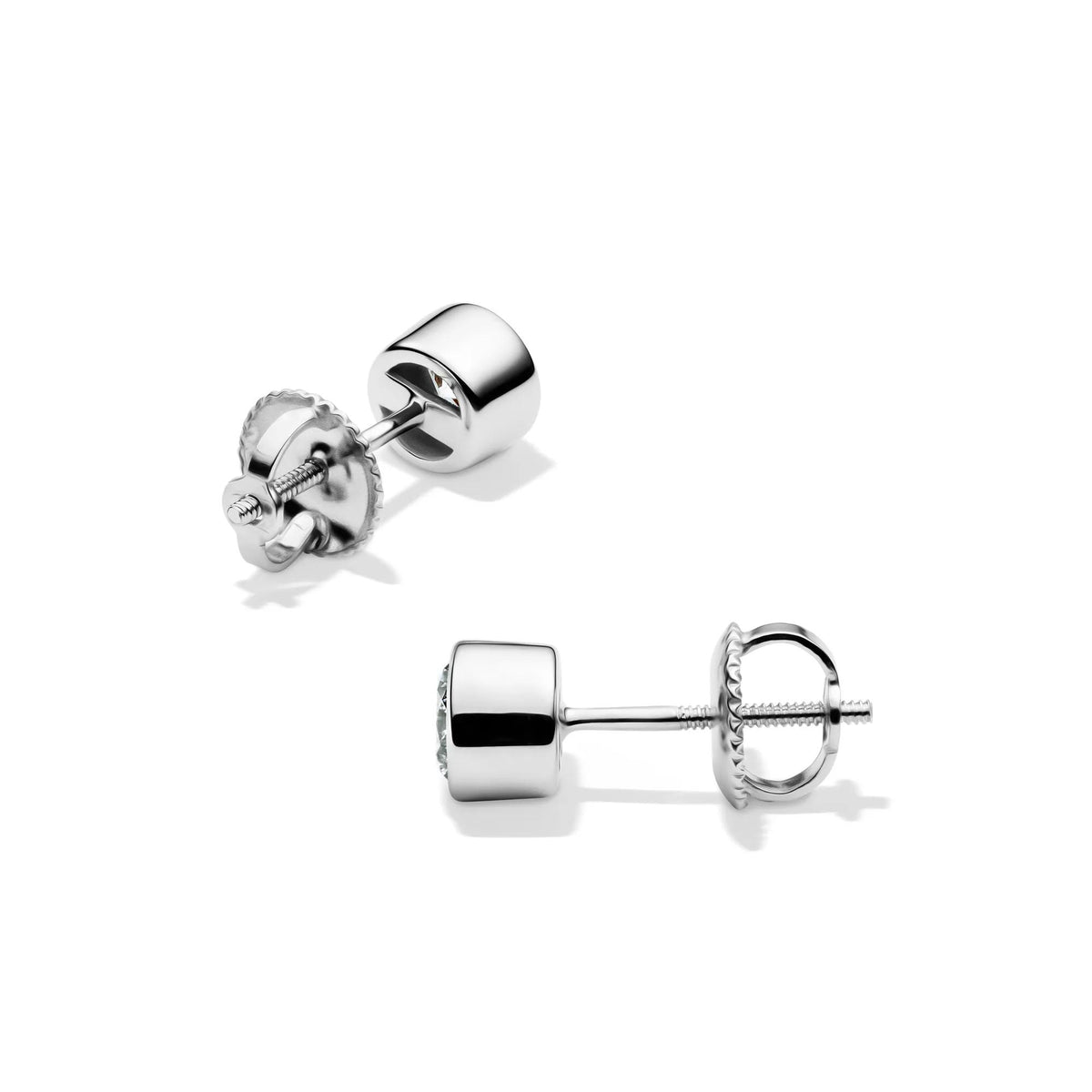 1/2 CT. Tw. Lab Grown Diamond Round Bezel-Set Solitaire Stud Earrings 14K White Gold Size 5.00mm