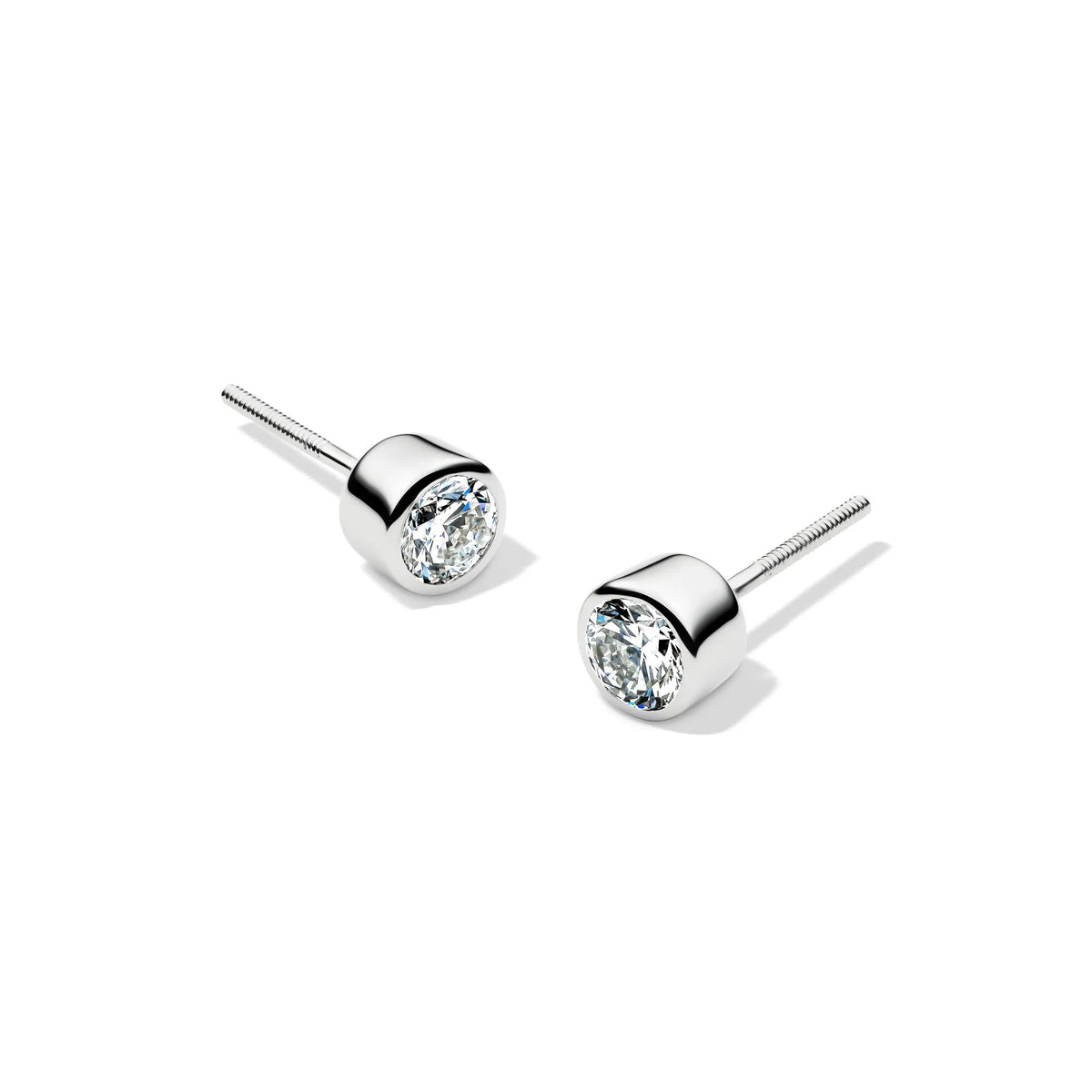 1/2 CT. Tw. Lab Grown Diamond Round Bezel-Set Solitaire Stud Earrings 14K White Gold Size 5.00mm