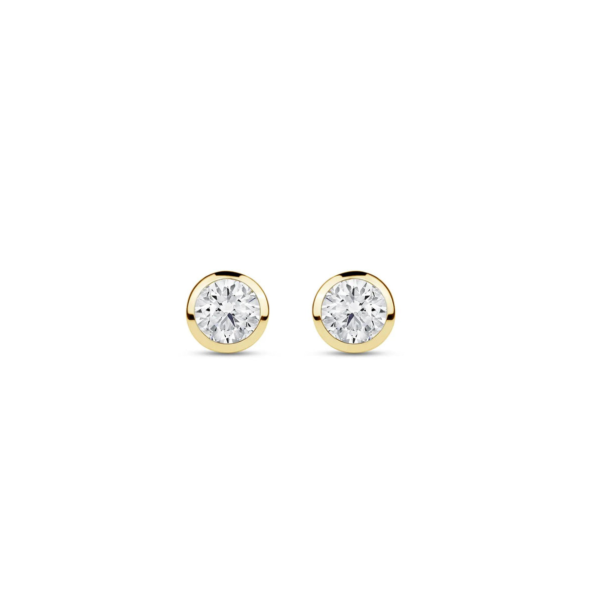 1/4 CT. Tw. Lab Grown Diamond Round Bezel-Set Solitaire Stud Earrings 14K Yellow Gold Size 4.00mm