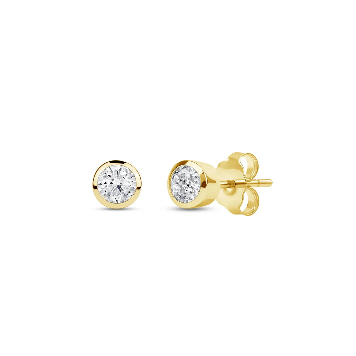 1/4 CT. Tw. Lab Grown Diamond Round Bezel-Set Solitaire Stud Earrings 14K Yellow Gold Size 4.00mm