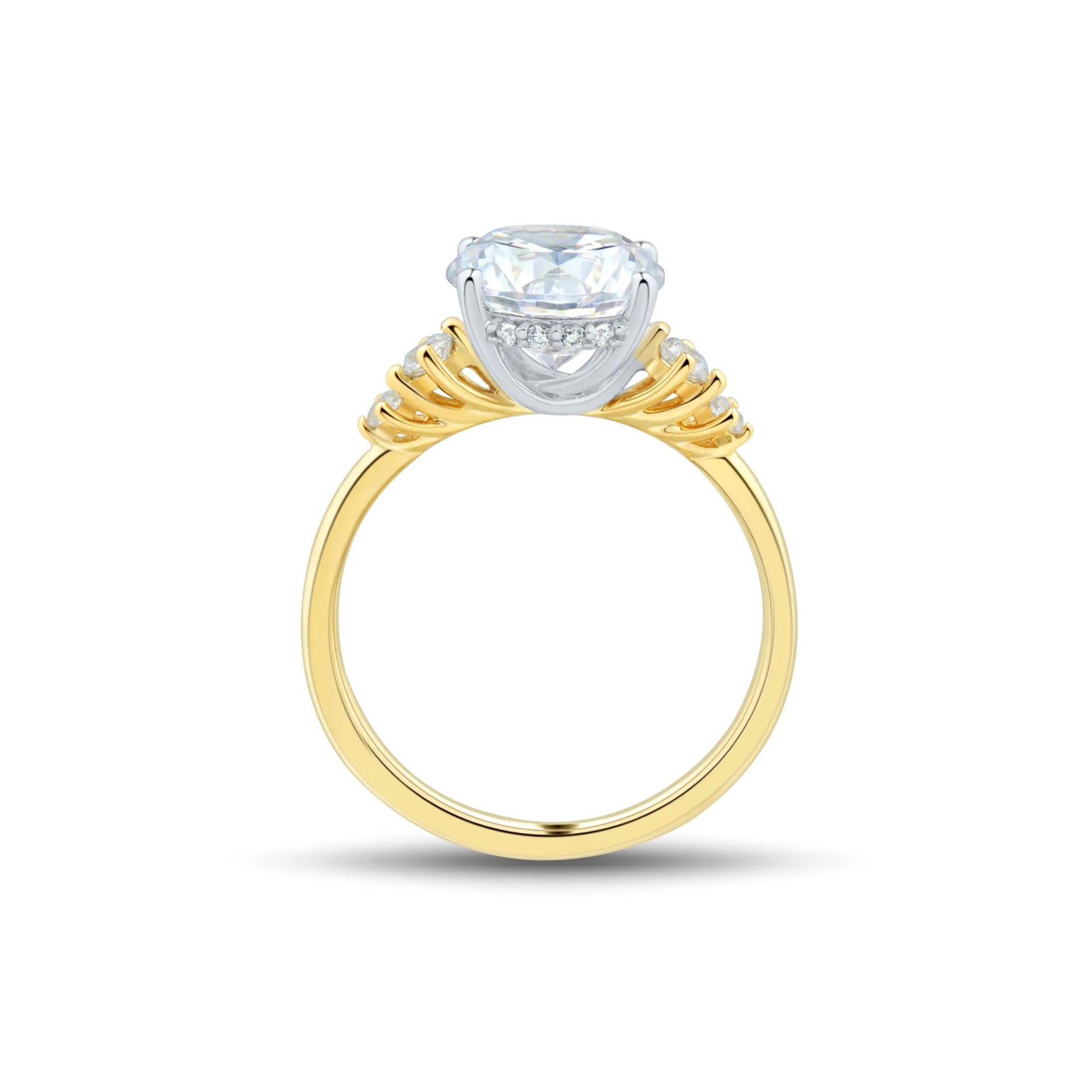 2 3/4 CT. Tw. Lab Grown Diamond Round Center Engagement Ring 14K Yellow and White Gold Size 7 1.5mm