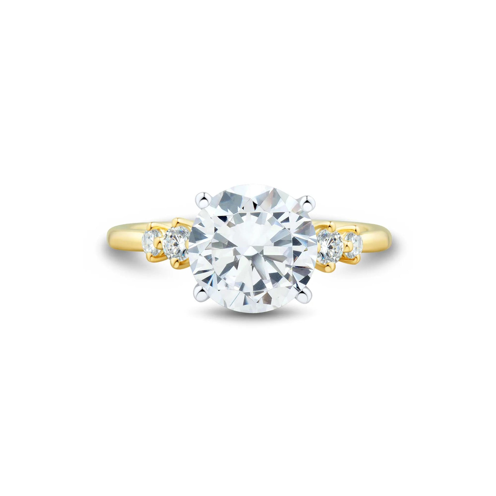 2 3/4 CT. Tw. Lab Grown Diamond Round Center Engagement Ring 14K Yellow and White Gold Size 7 1.5mm