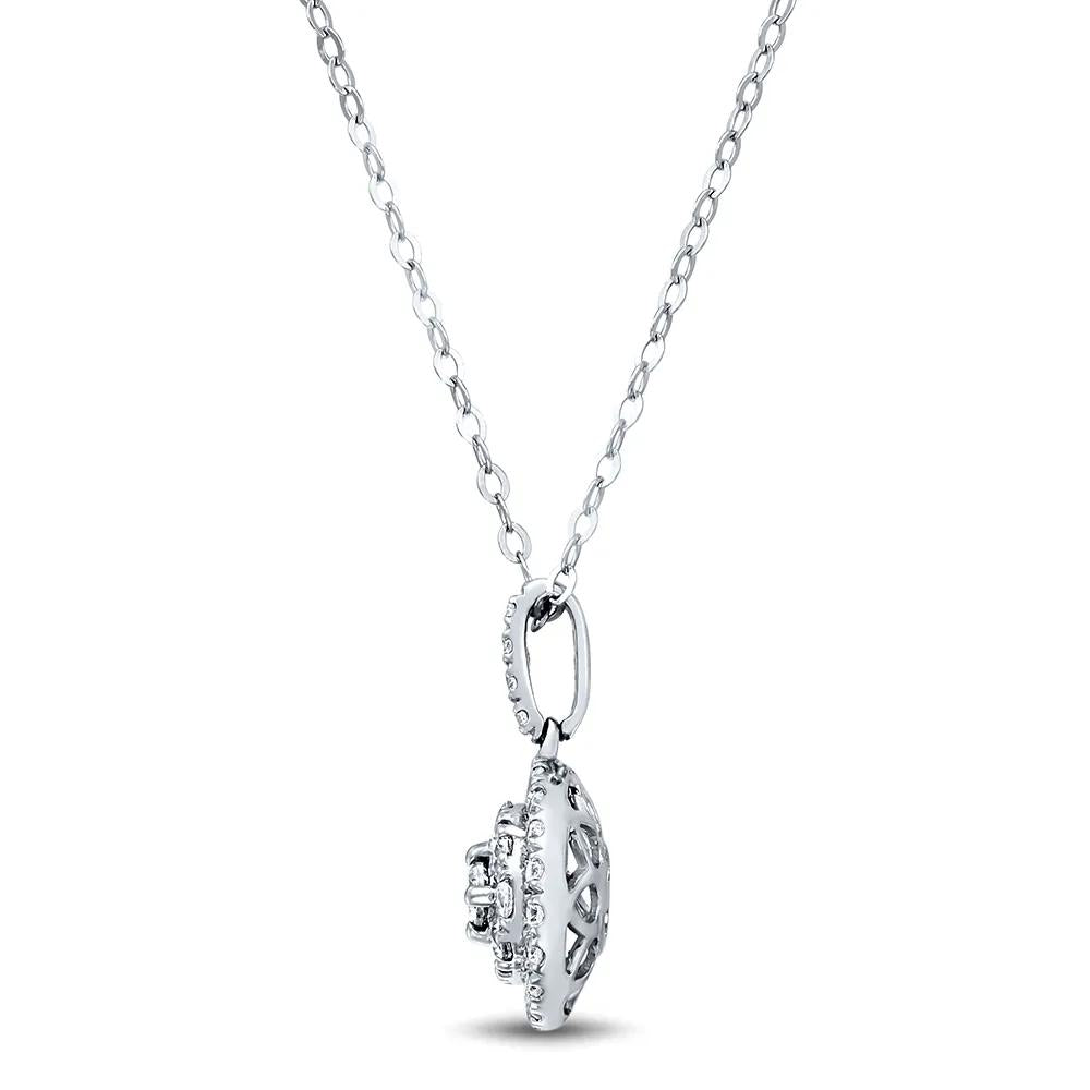 5/8 CT. Tw. Lab Grown Diamond Round Cluster Pendant Necklace 14K White Gold Size 18"