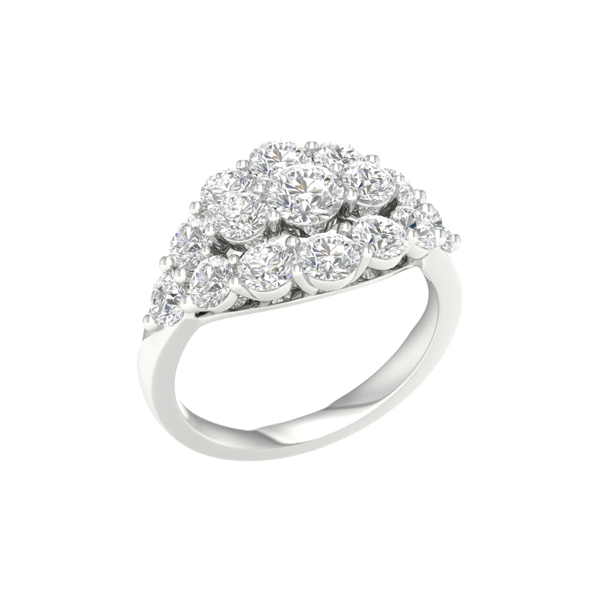 3 CT. Tw. Lab Grown Diamond Round Cluster Ring 14K White Gold Size 8.5 2mm
