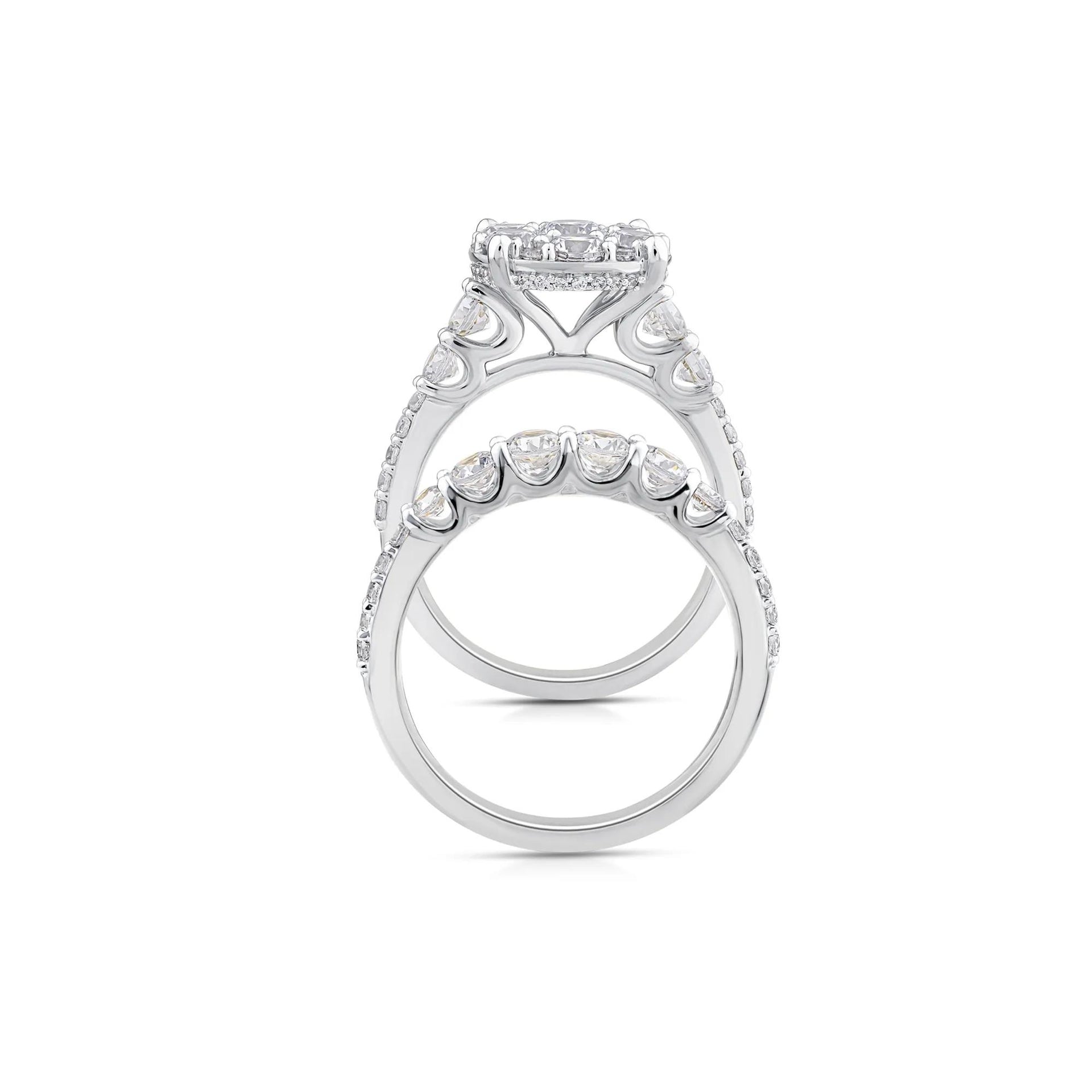 3 CT. Tw. Lab Grown Diamond Round Composite Engagement Ring 10K White Gold Round Brilliant Cut Size 6