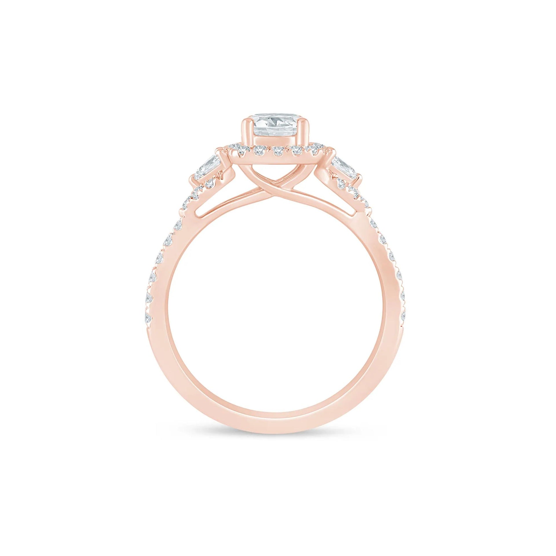 1 CT. Tw. Lab Grown Diamond Round Engagement Ring 14K Rose Gold Round Brilliant Cut Size 8 1.5mm