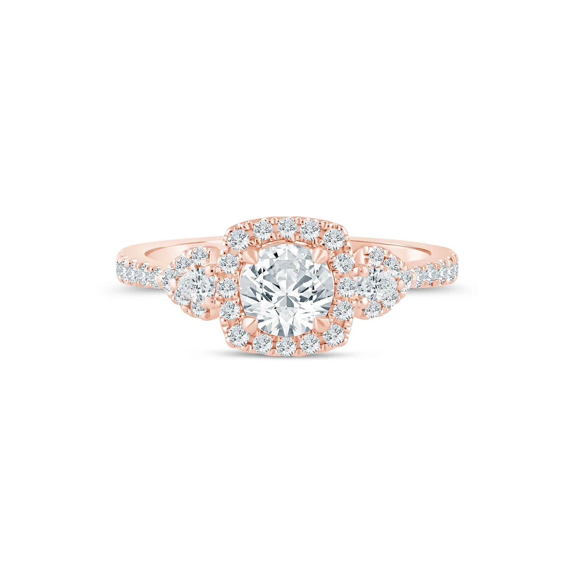 1 CT. Tw. Lab Grown Diamond Round Engagement Ring 14K Rose Gold Round Brilliant Cut Size 8 1.5mm