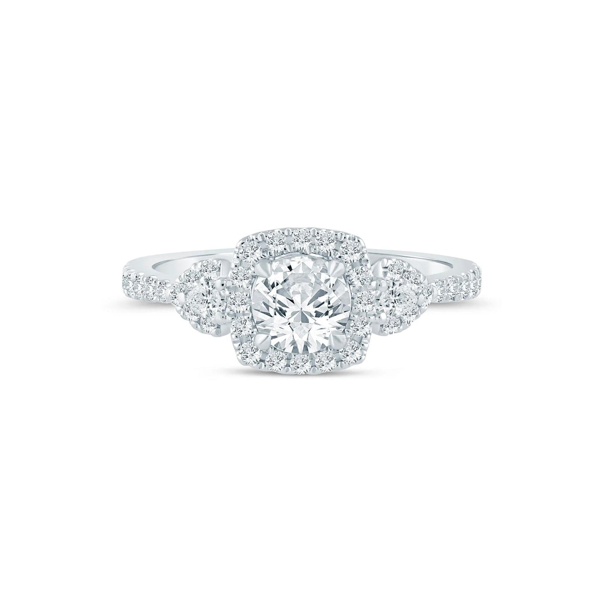 1 CT. Tw. Lab Grown Diamond Round Engagement Ring 14K White Gold Round Brilliant Cut Size 5.5 1.5mm