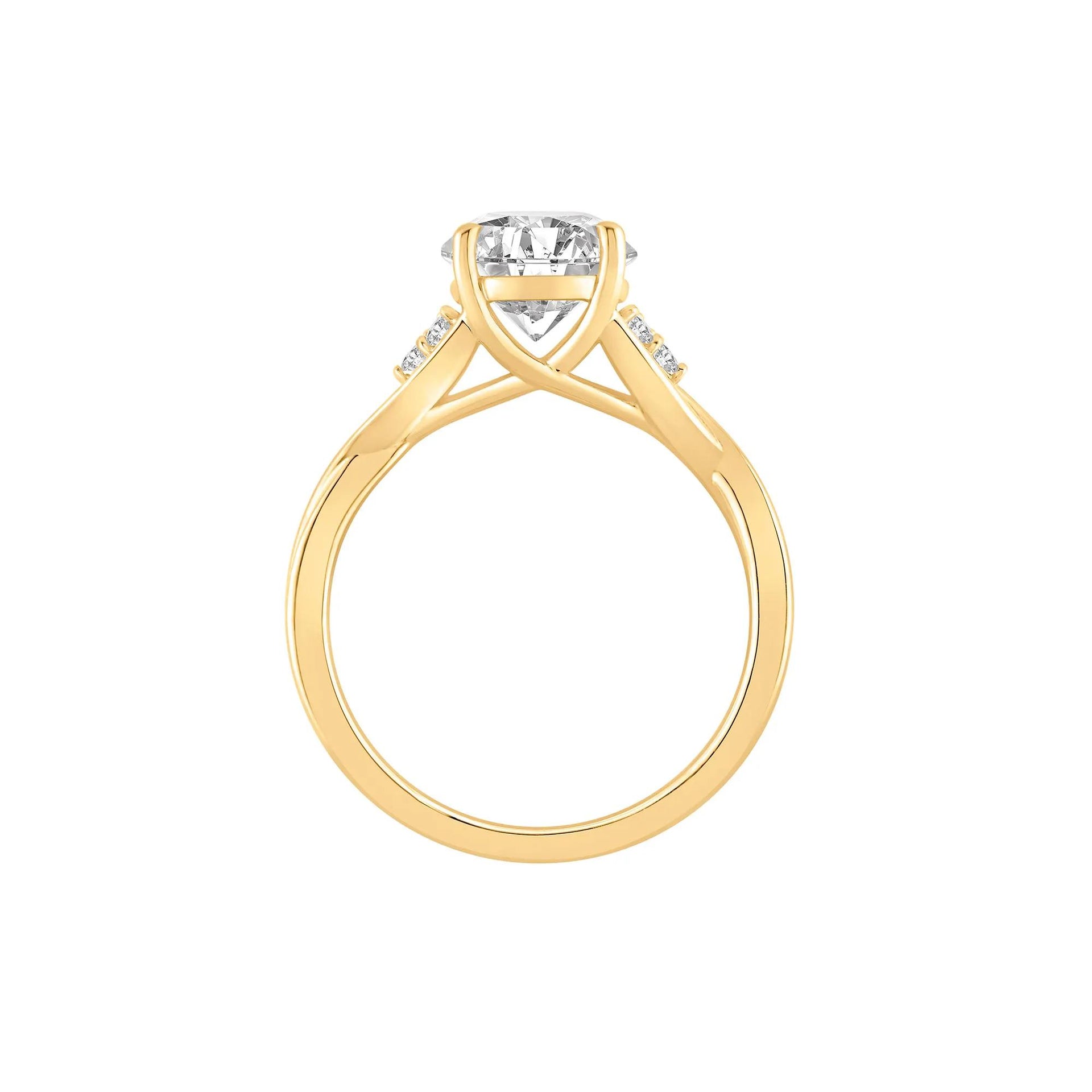 2 CT. Tw. Lab Grown Diamond Round Engagement Ring 14K Yellow Gold Round Brilliant Cut Size 7.5 8mm