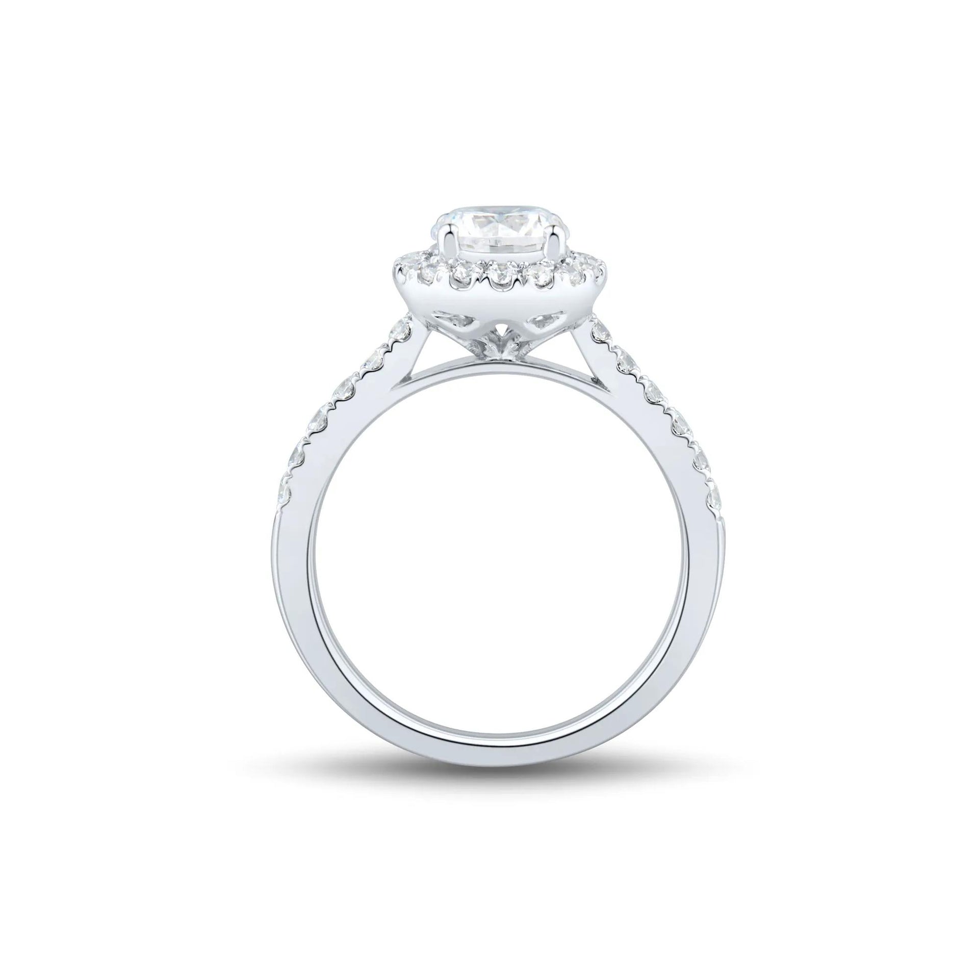 1/2 CT. Tw. Lab Grown Diamond Round Halo Engagement Ring 14K White Gold Round Brilliant Cut Size 6.5 1mm