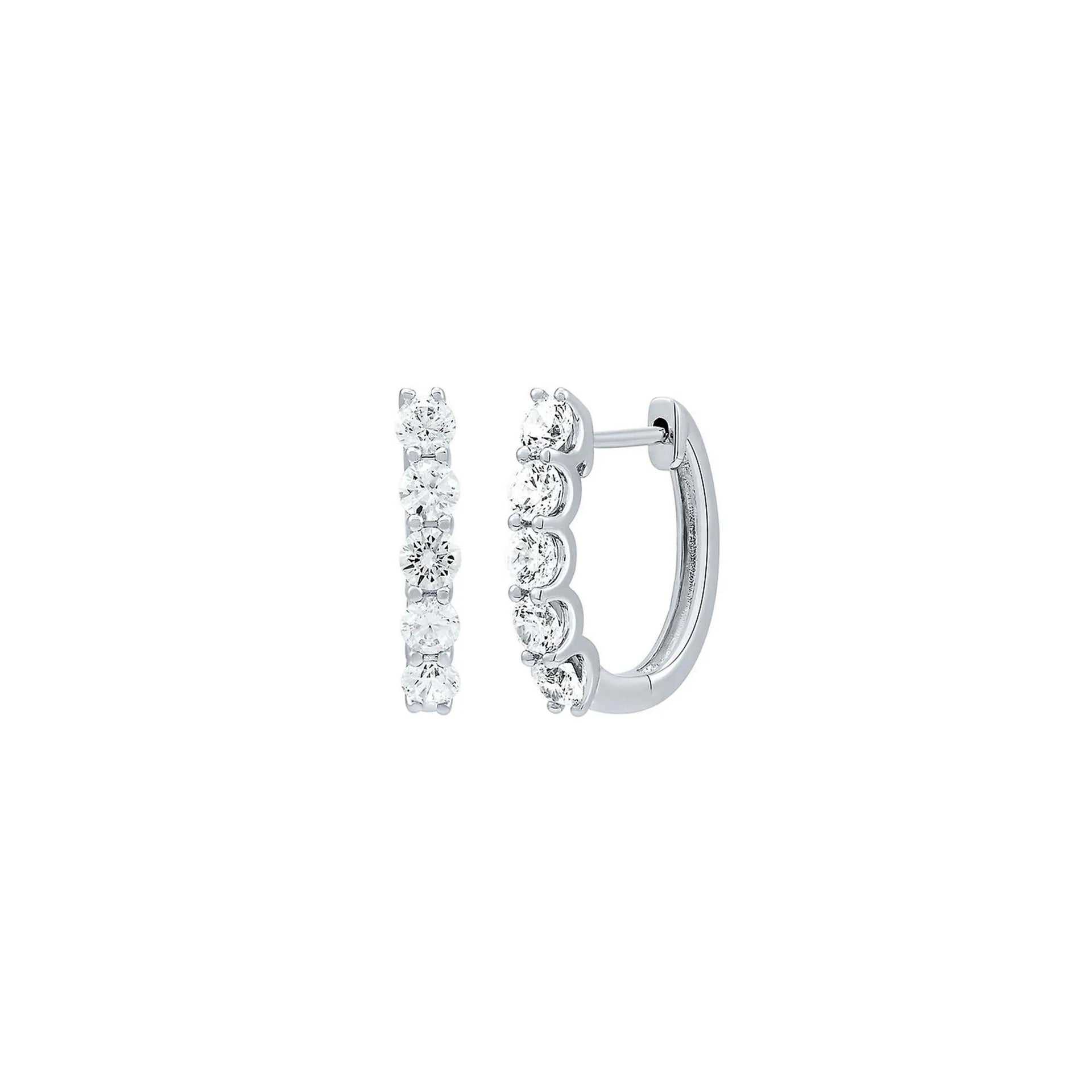 1 CT. Tw. Lab Grown Diamond Round Hoops 14K White Gold Size 16.00mm