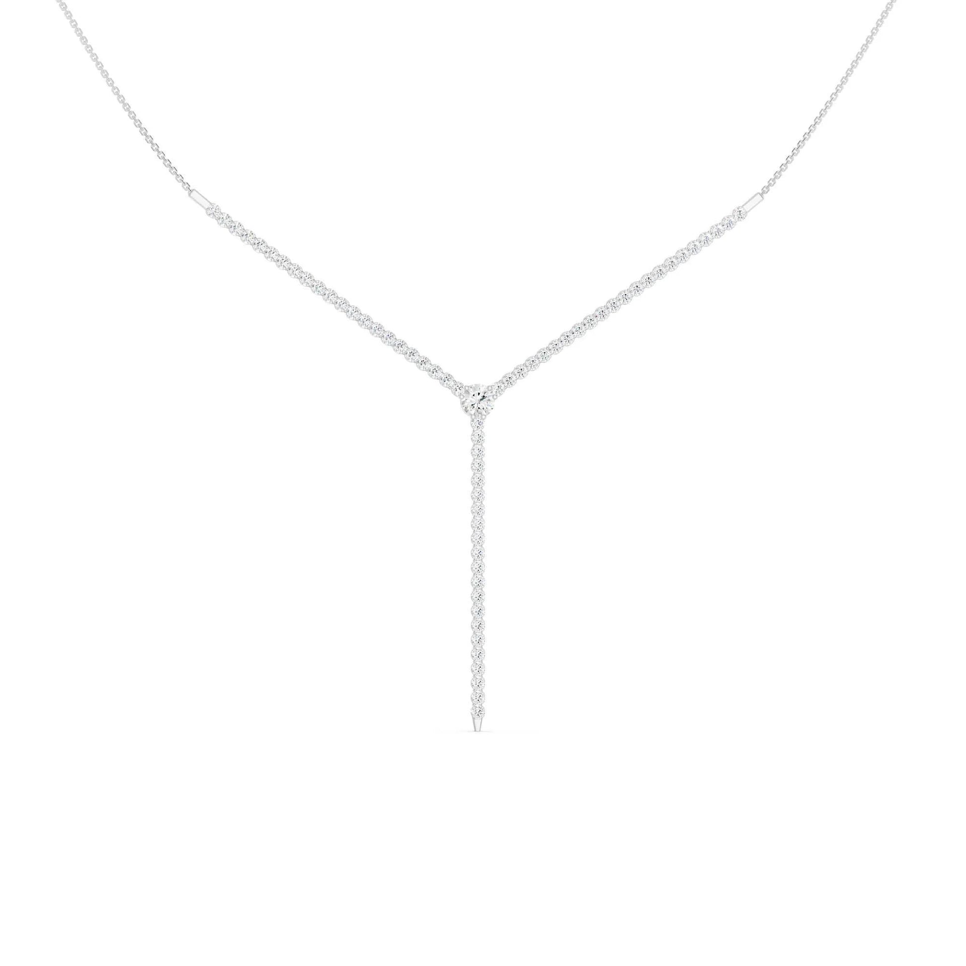 1 CT. Tw. Lab Grown Diamond Round Lariat Necklace 14K White Gold Size 17"