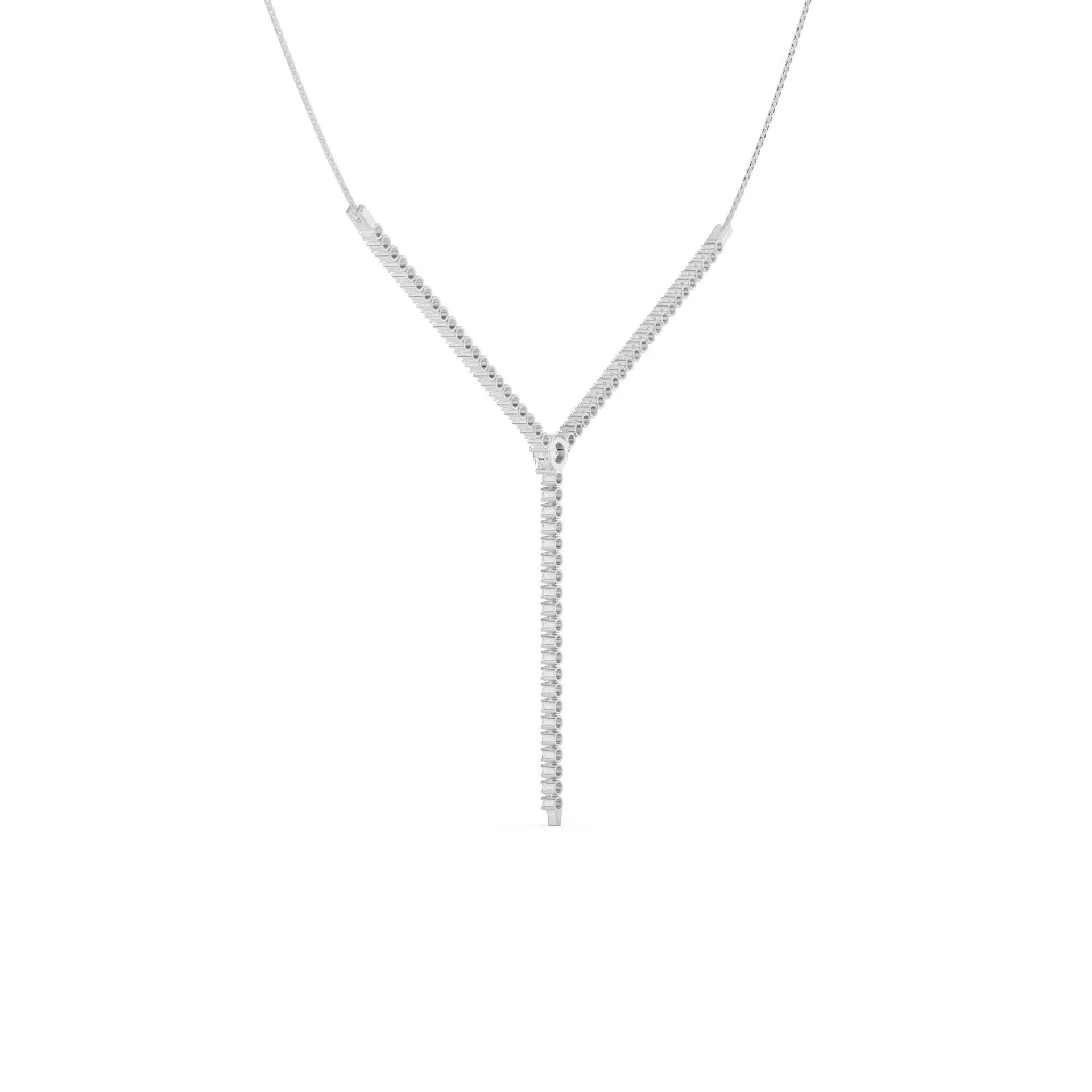 1 CT. Tw. Lab Grown Diamond Round Lariat Necklace 14K White Gold Size 17"