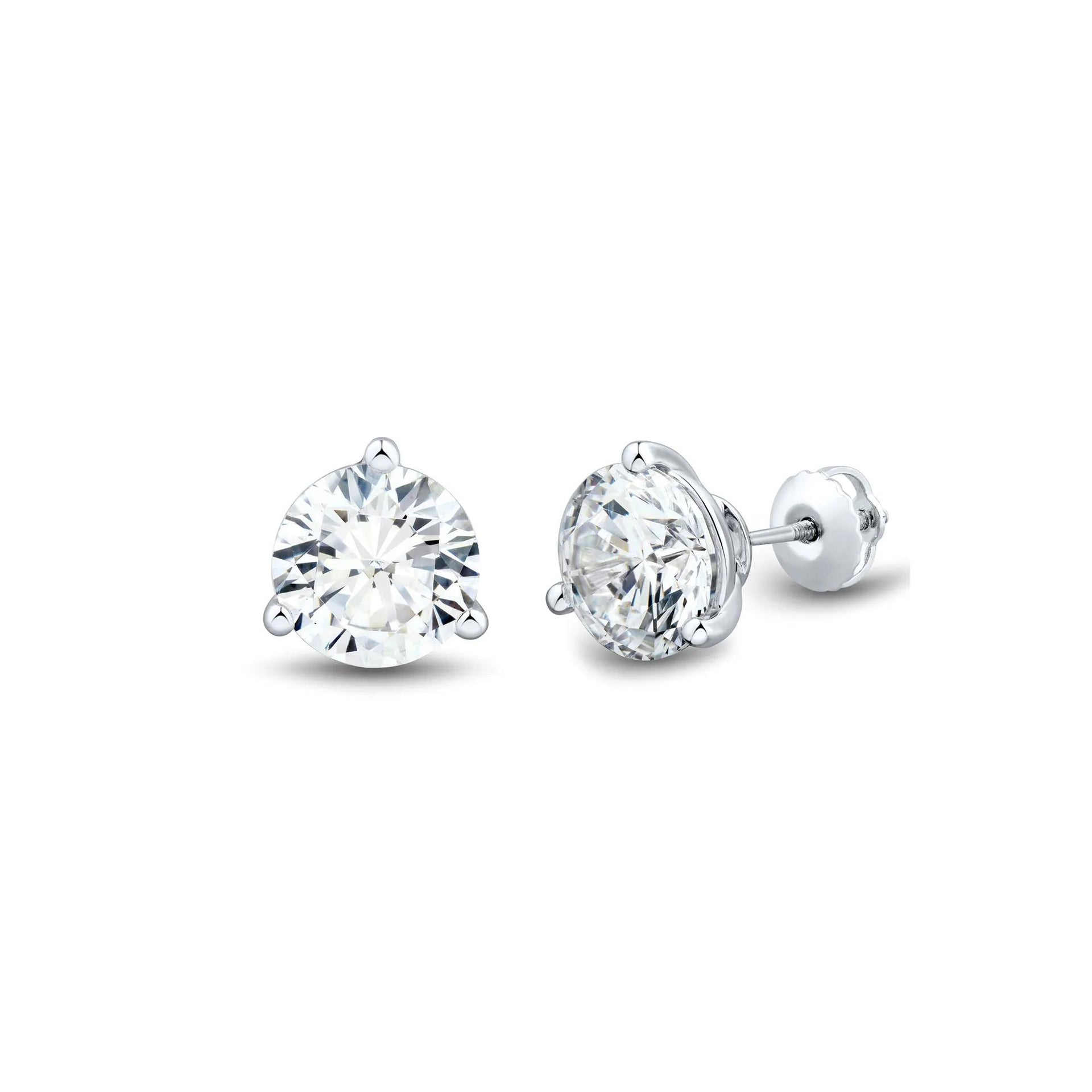 5 CT. Tw. Lab Grown Diamond Round Martini Stud Earrings 14K White Gold Size 8.90mm