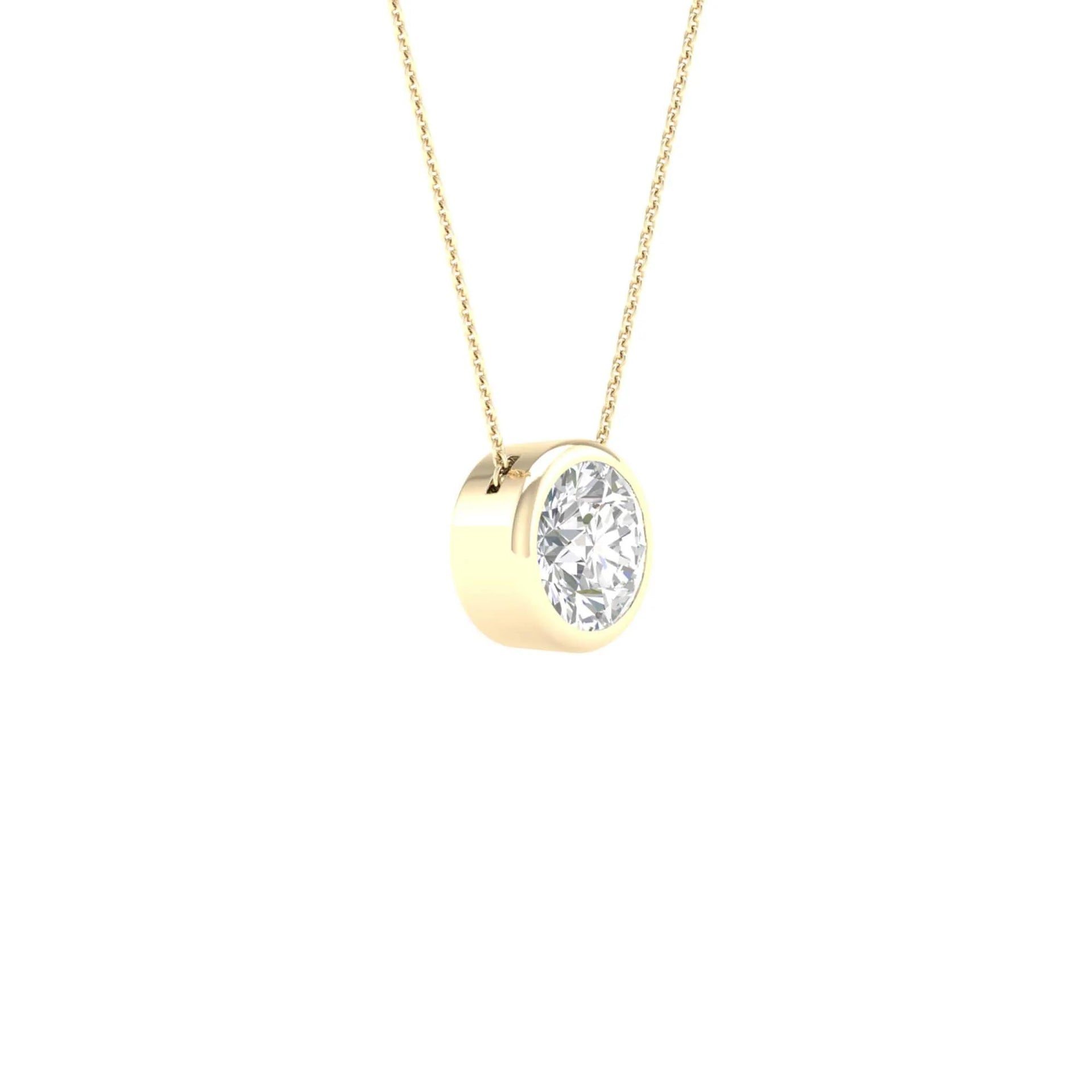 1 CT. Tw. Lab Grown Diamond Round Solitaire Bezel Pendant Necklace 10K Yellow Gold Size 18"