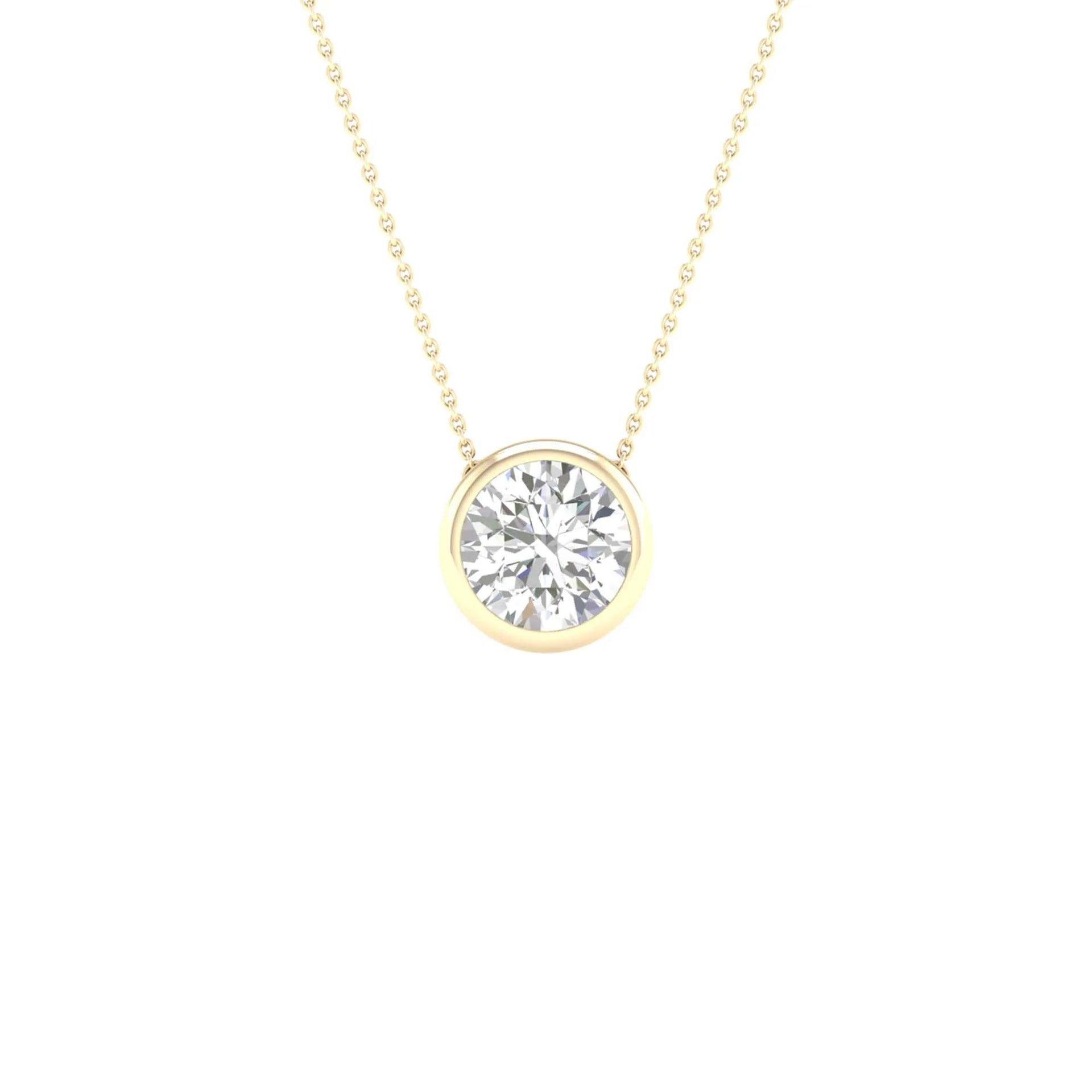 1 CT. Tw. Lab Grown Diamond Round Solitaire Bezel Pendant Necklace 10K Yellow Gold Size 18"