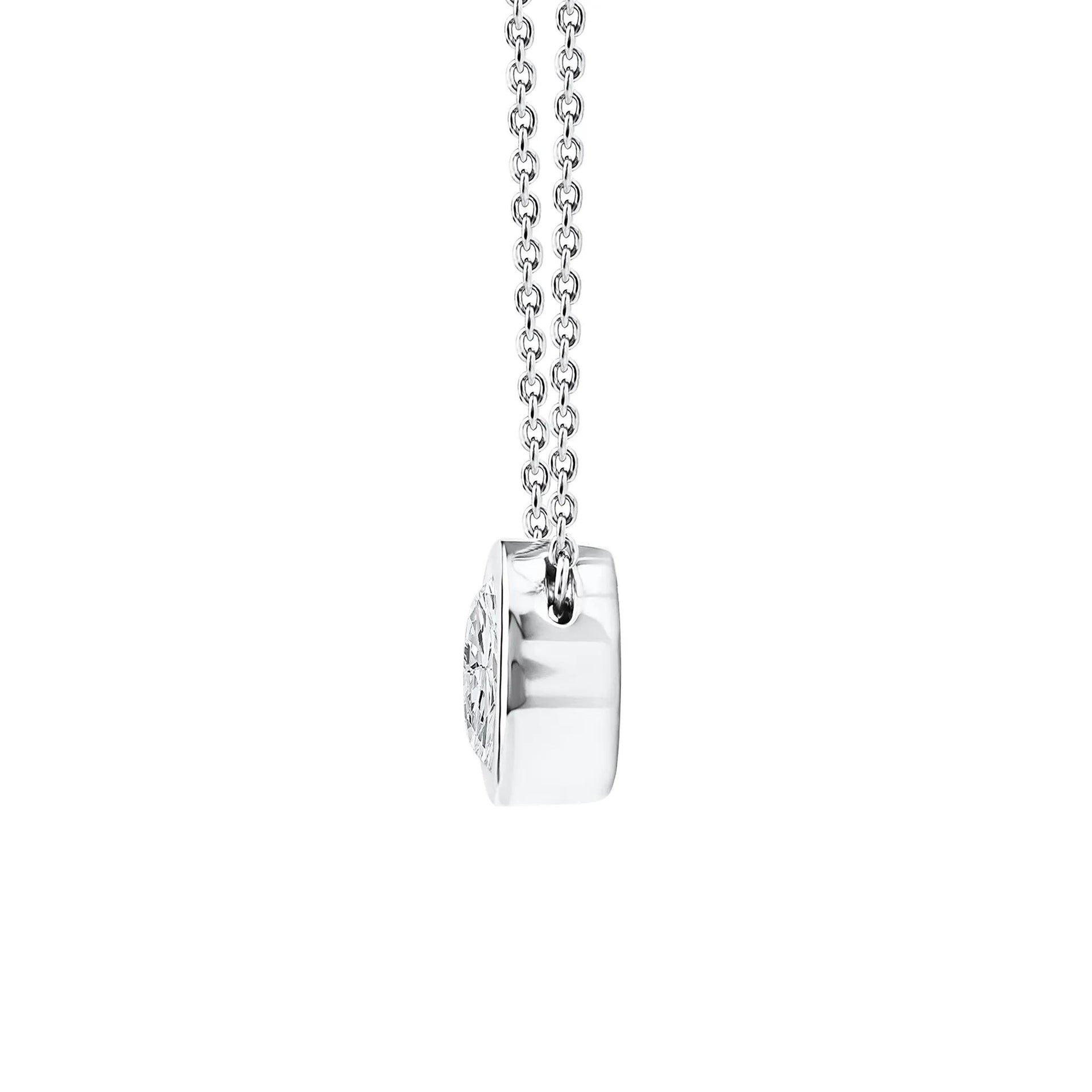1 CT. Tw. Lab Grown Diamond Round Solitaire Bezel Pendant Necklace 10K White Gold Size 18"