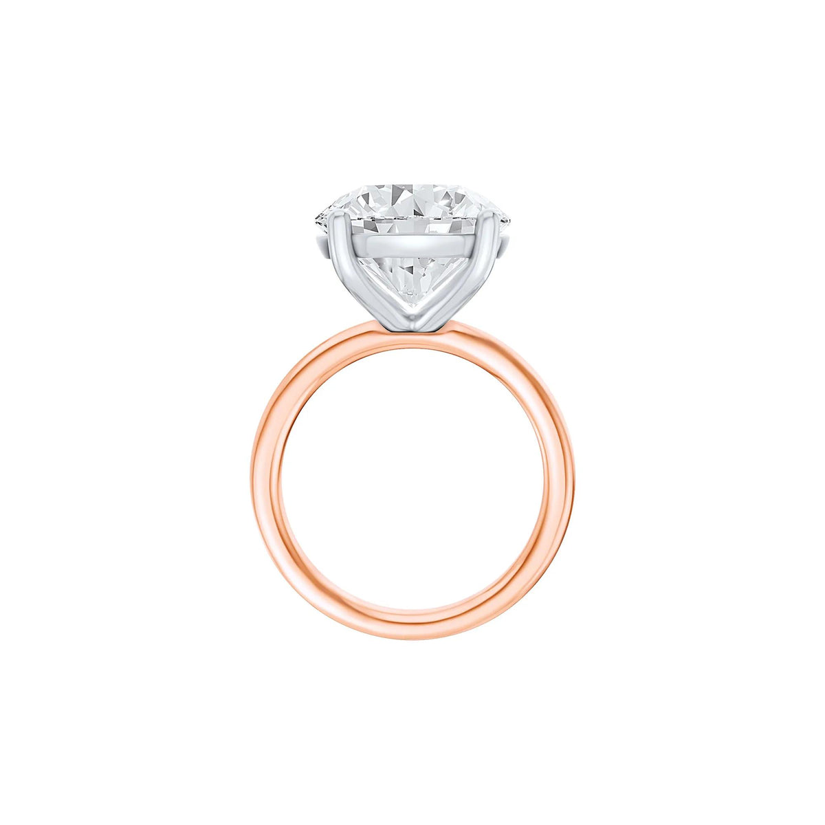 Lab Grown Diamond Round Solitaire Ring 14K Rose & White Gold (8 CT.) Round Brilliant Cut Size 4.5 2mm