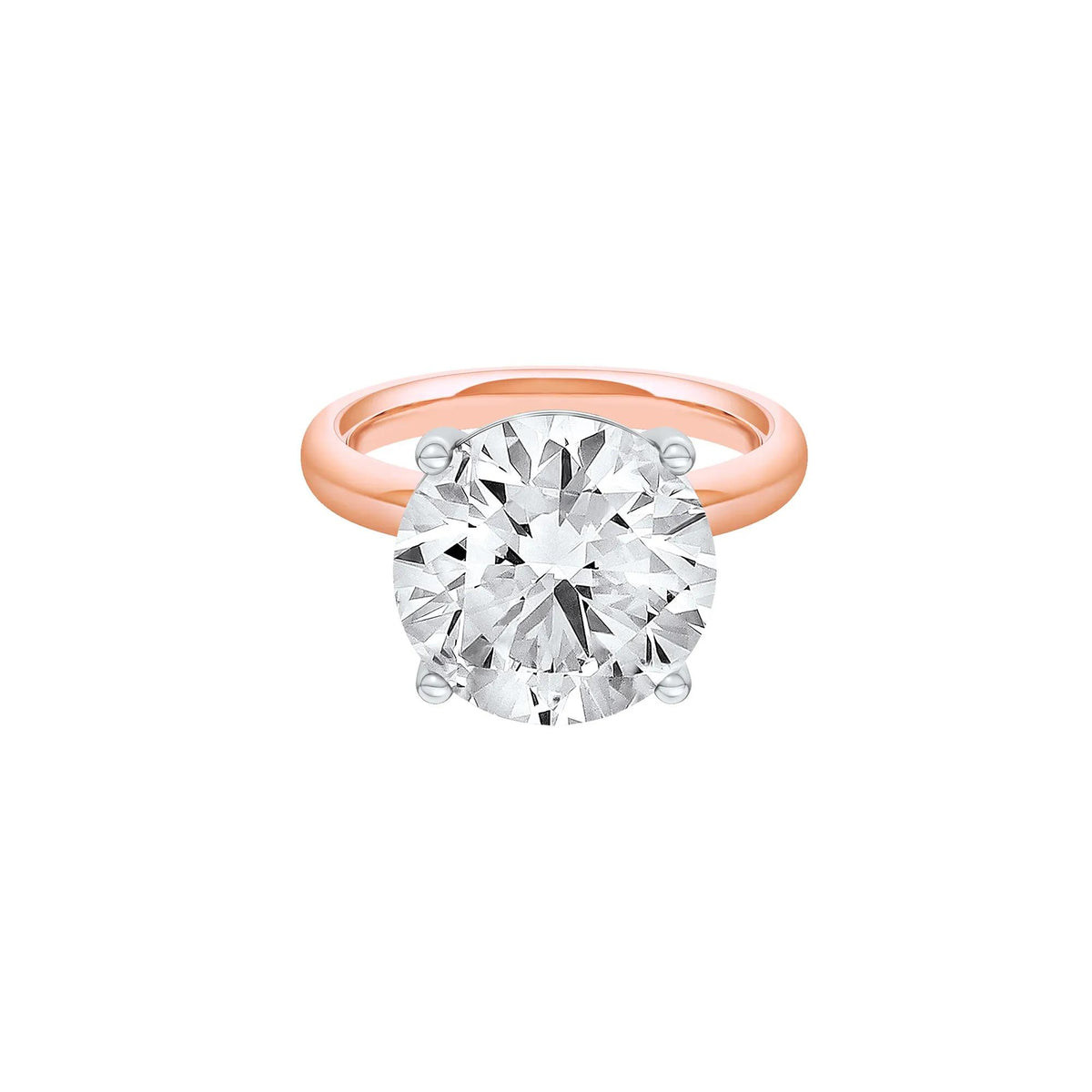 Lab Grown Diamond Round Solitaire Ring 14K Rose & White Gold (8 CT.) Round Brilliant Cut Size 4.5 2mm