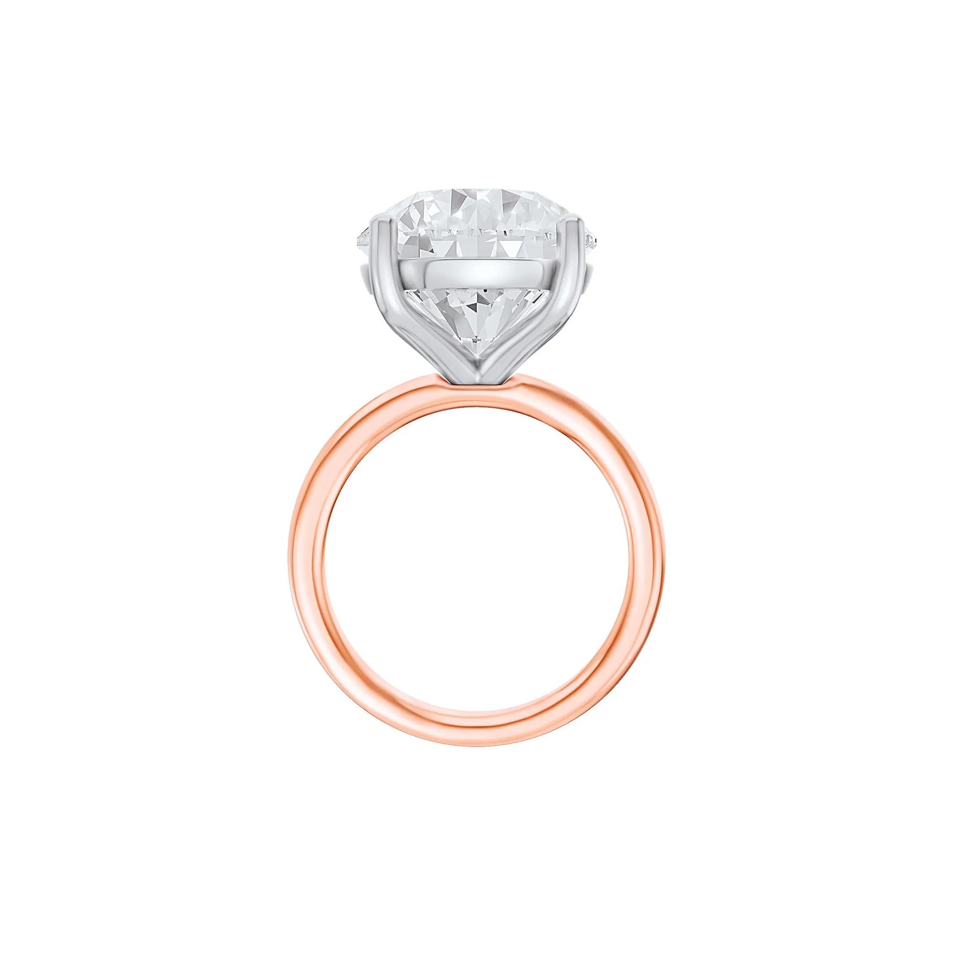 Lab Grown Diamond Round Solitaire Ring 14K Rose & White Gold (9 CT.) Round Brilliant Cut Size 5.5 2mm