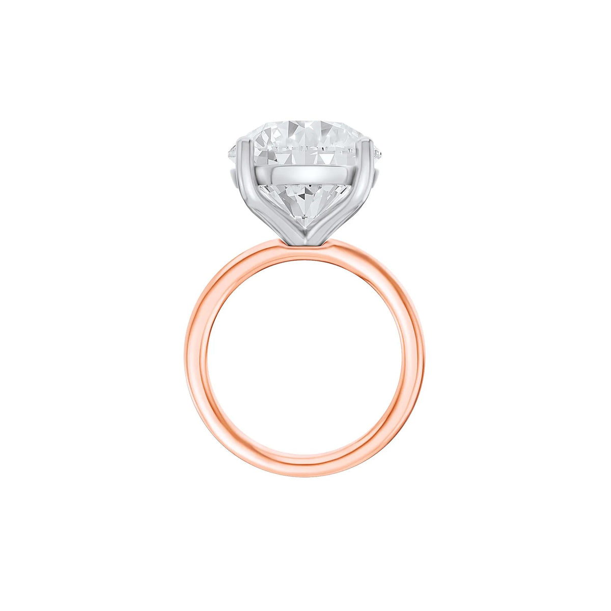Lab Grown Diamond Round Solitaire Ring 14K Rose & White Gold (9 CT.) Round Brilliant Cut Size 7.5 2mm