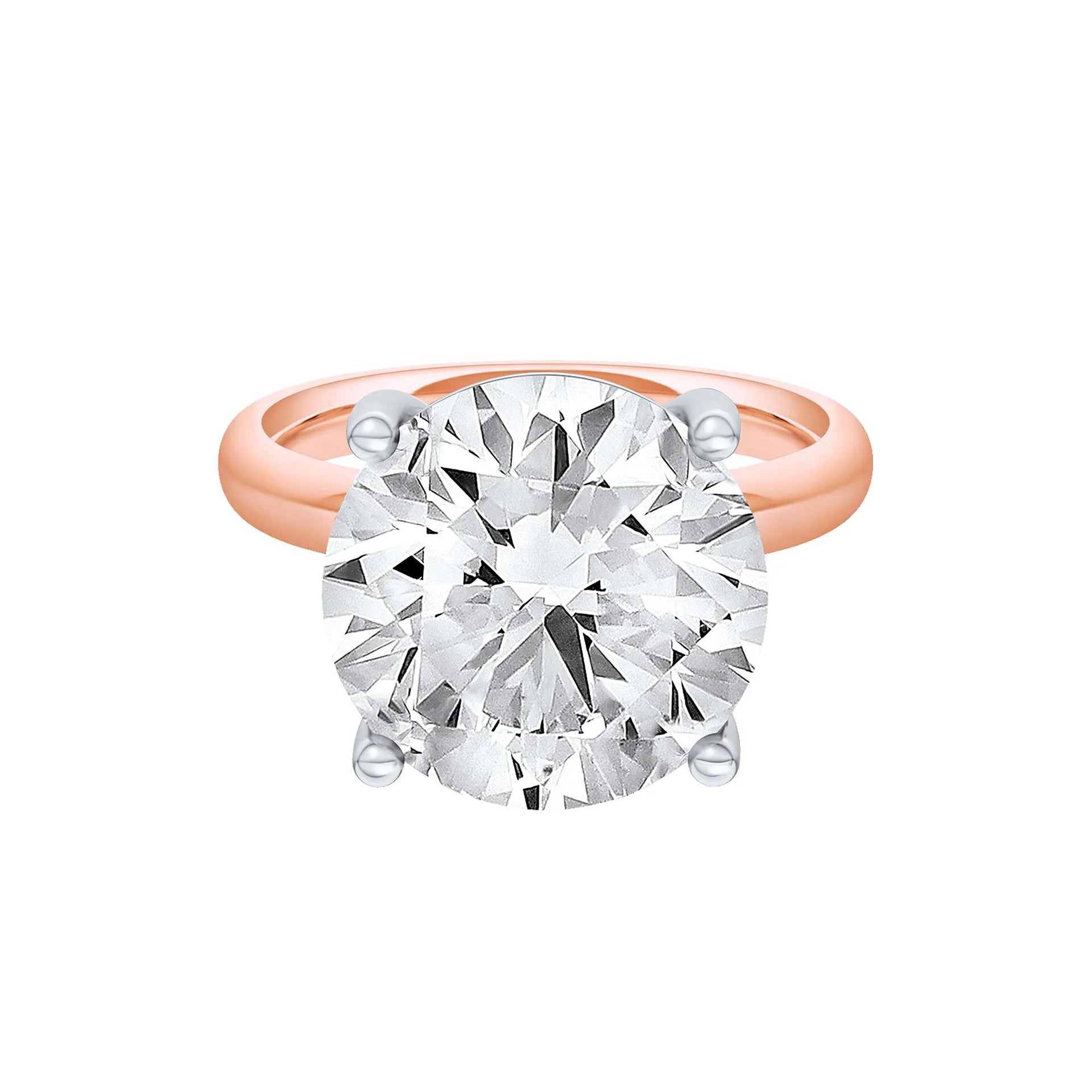 Lab Grown Diamond Round Solitaire Ring 14K Rose & White Gold (9 CT.) Round Brilliant Cut Size 5.5 2mm