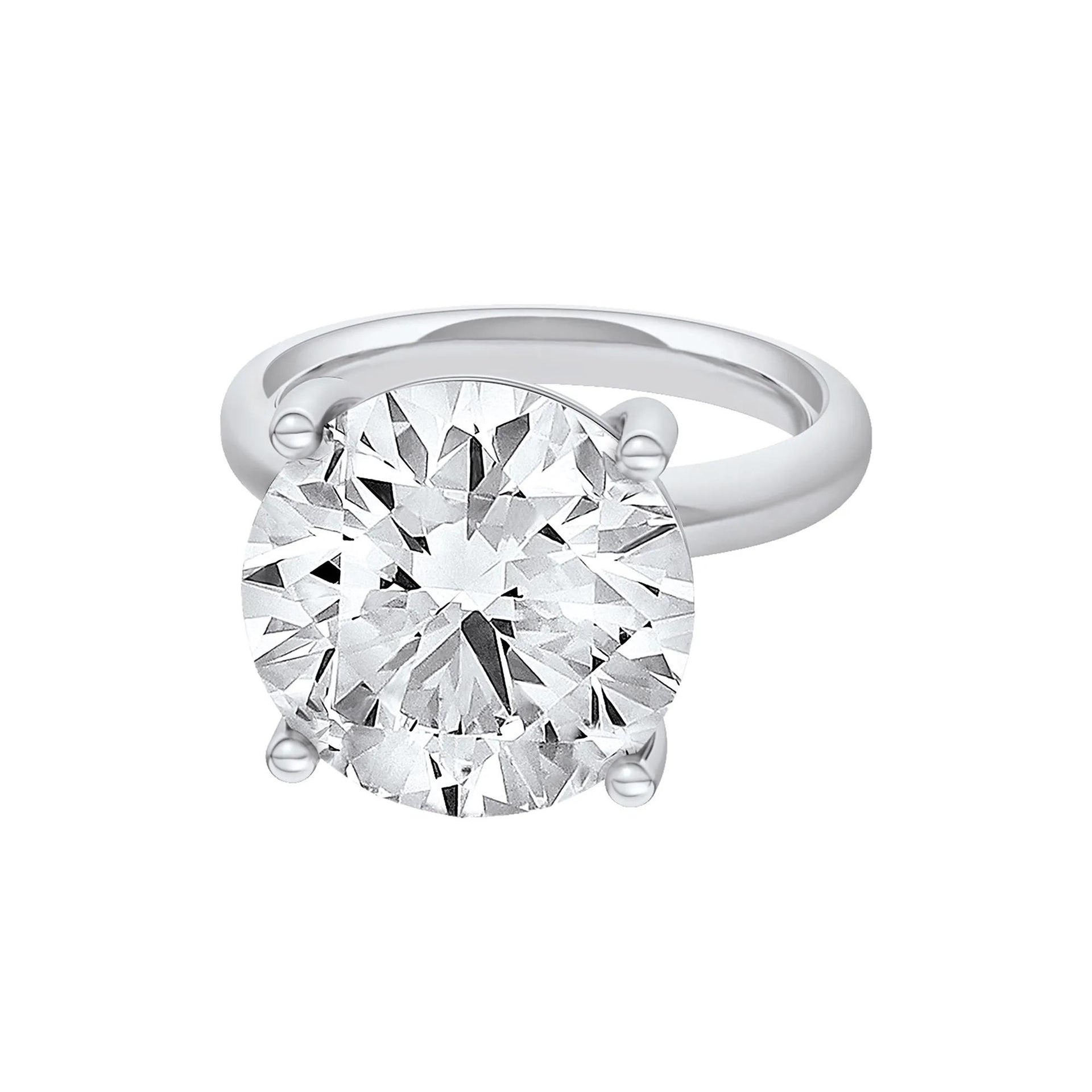 Lab Grown Diamond Round Solitaire Ring 14K White Gold (9 CT.) Round Brilliant Cut Size 5 2mm