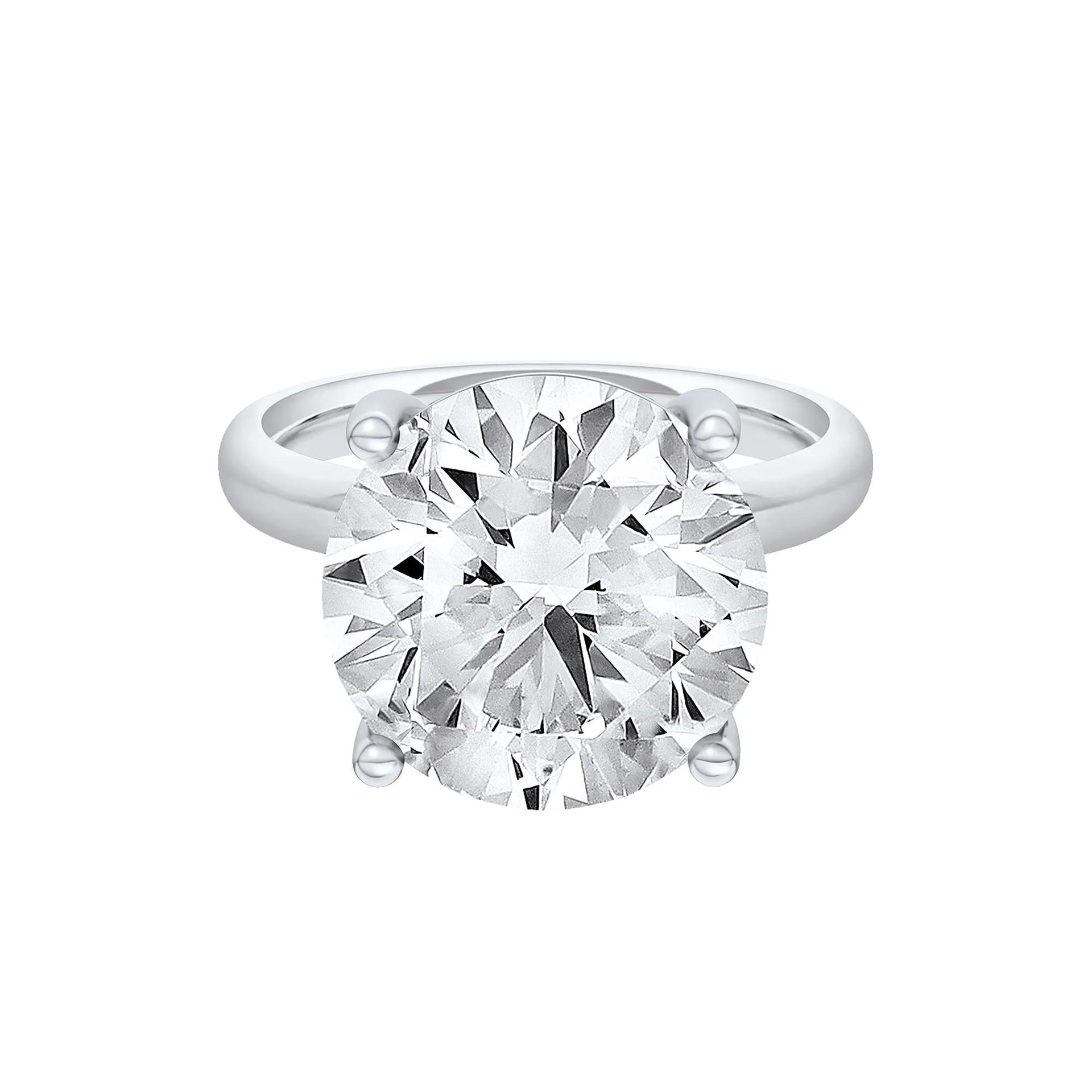 Lab Grown Diamond Round Solitaire Ring 14K White Gold (9 CT.) Round Brilliant Cut Size 5 2mm