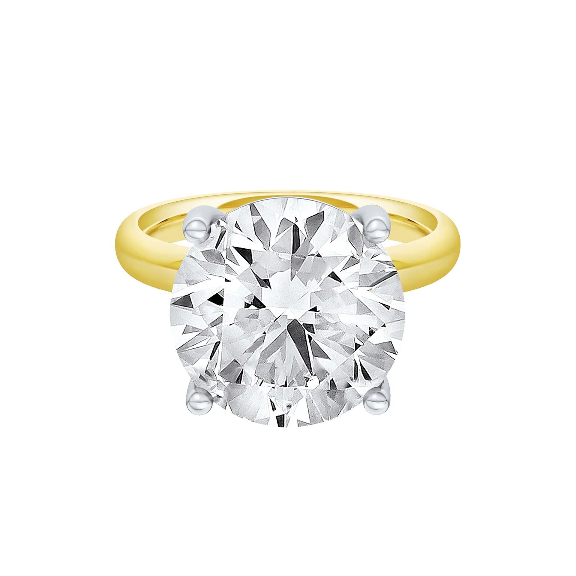 Lab Grown Diamond Round Solitaire Ring 14K Yellow & White Gold (9 CT.) Round Brilliant Cut Size 4 2mm