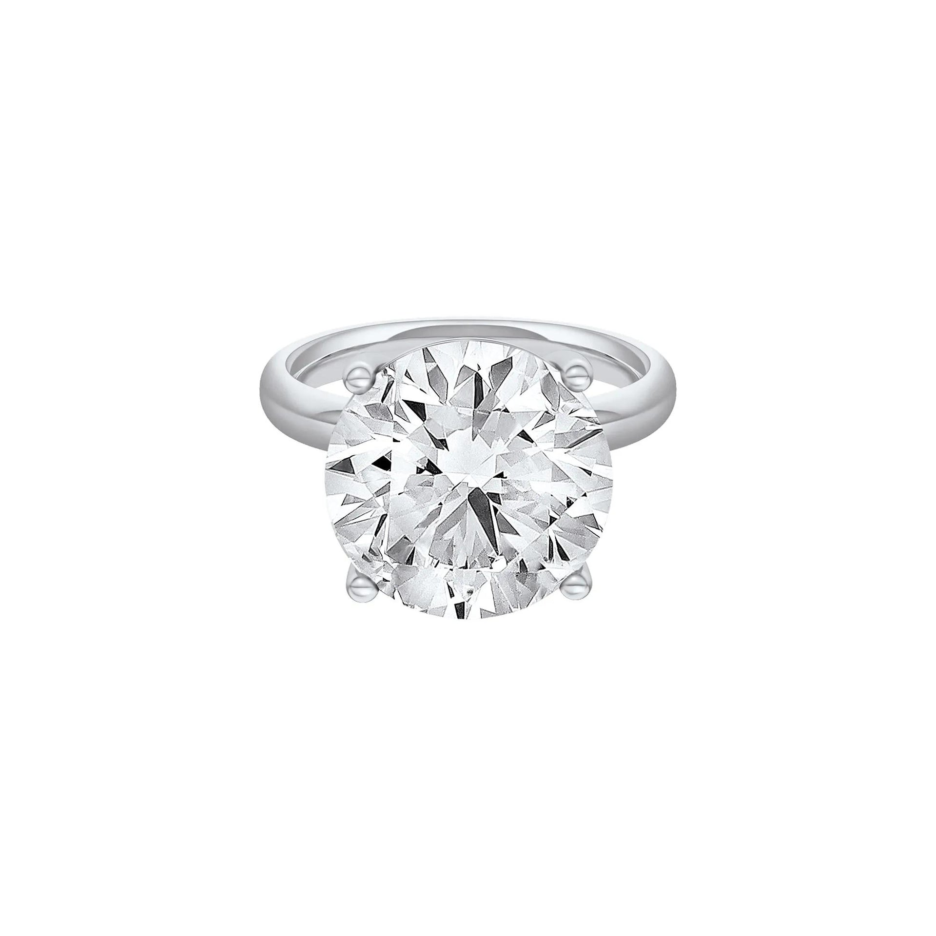 Lab Grown Diamond Round Solitaire Engagement Ring Platinum (10 CT.) White Size 11 2mm