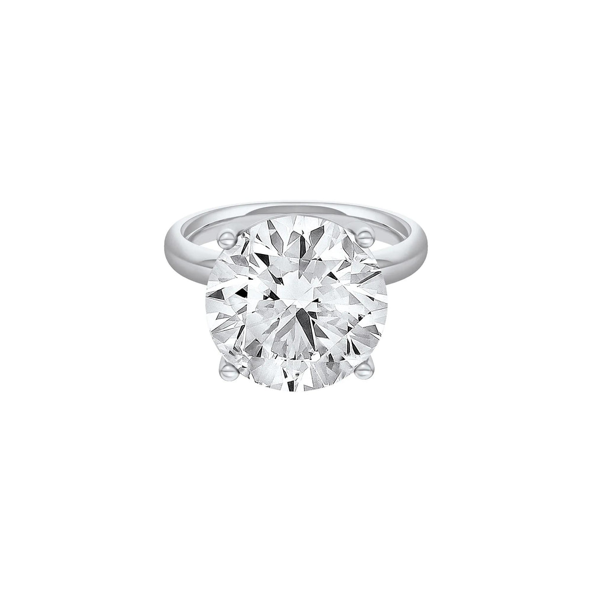 Lab Grown Diamond Round Solitaire Engagement Ring Platinum (10 CT.) White Size 10.5 2mm