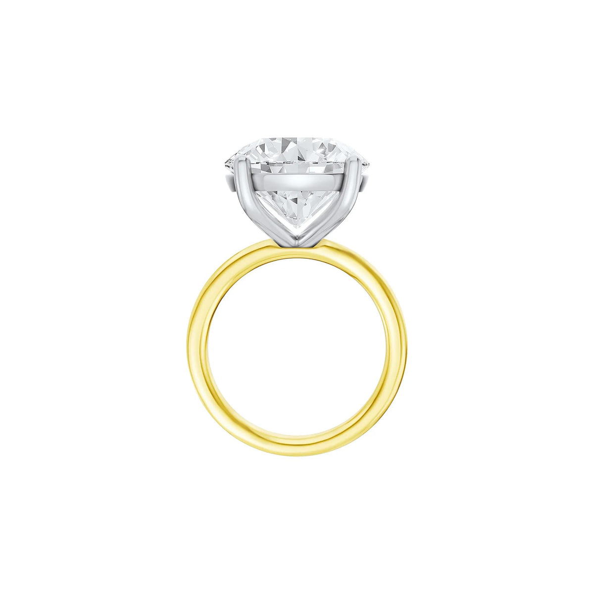 Lab Grown Diamond Round Solitaire Engagement Ring 14K Yellow and White Gold (10 CT.) Size 10.5 2mm