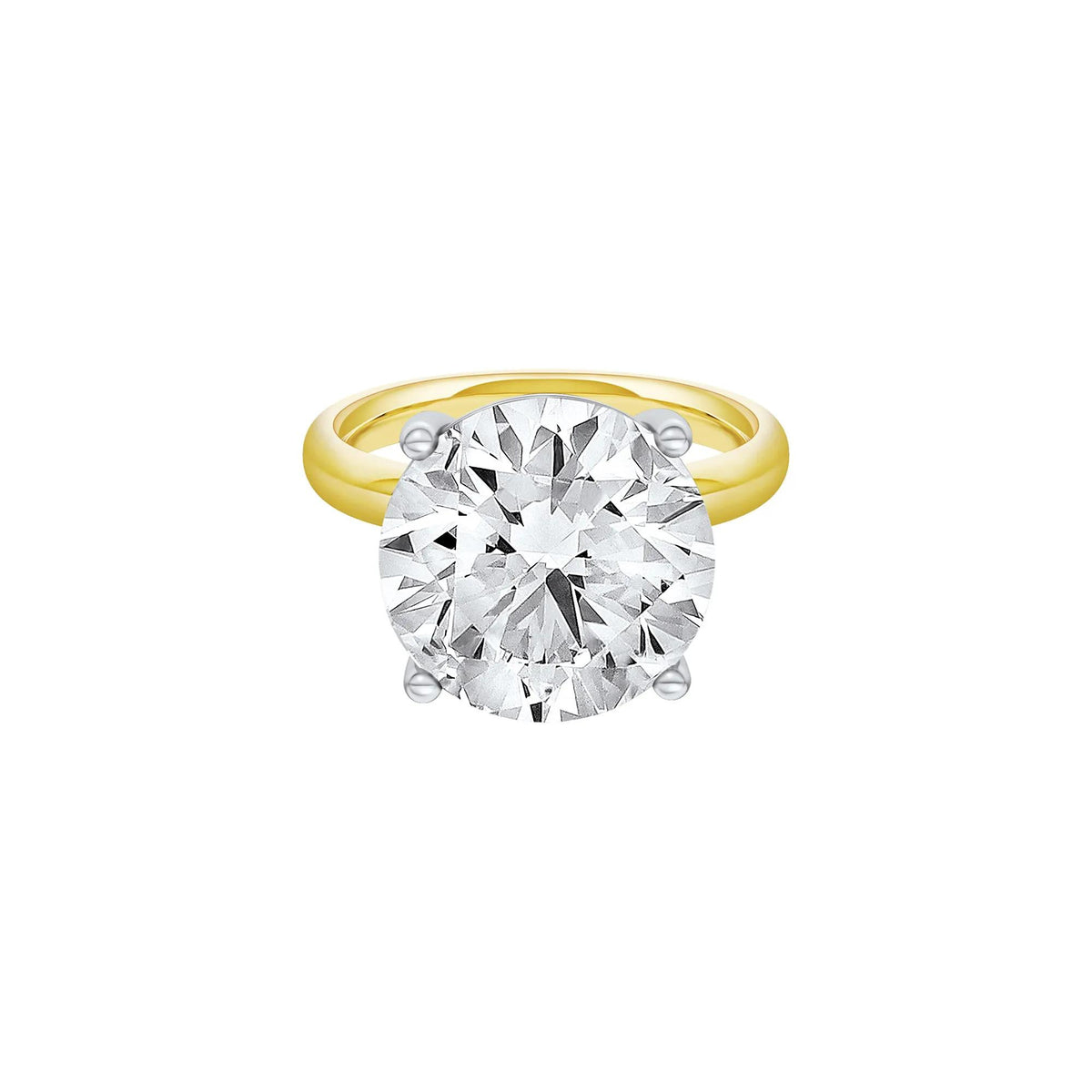 Lab Grown Diamond Round Solitaire Engagement Ring 14K Yellow and White Gold (10 CT.) Size 10.5 2mm