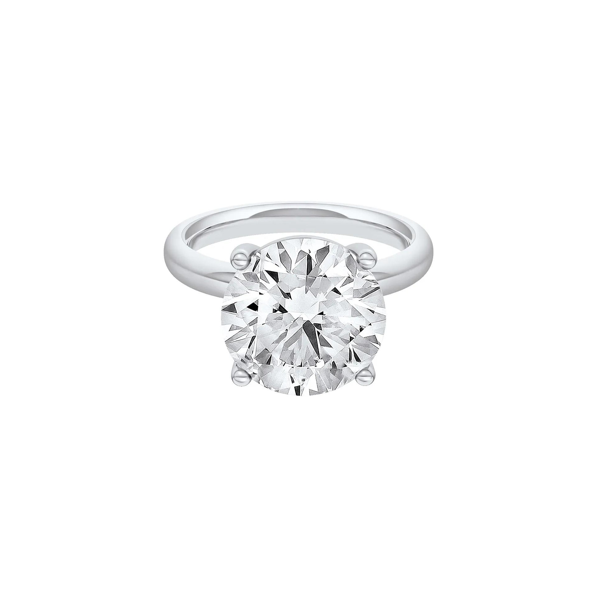 Lab Grown Diamond Round Solitaire Ring Platinum (6 CT.) Round Brilliant Cut White Size 8.5 2mm