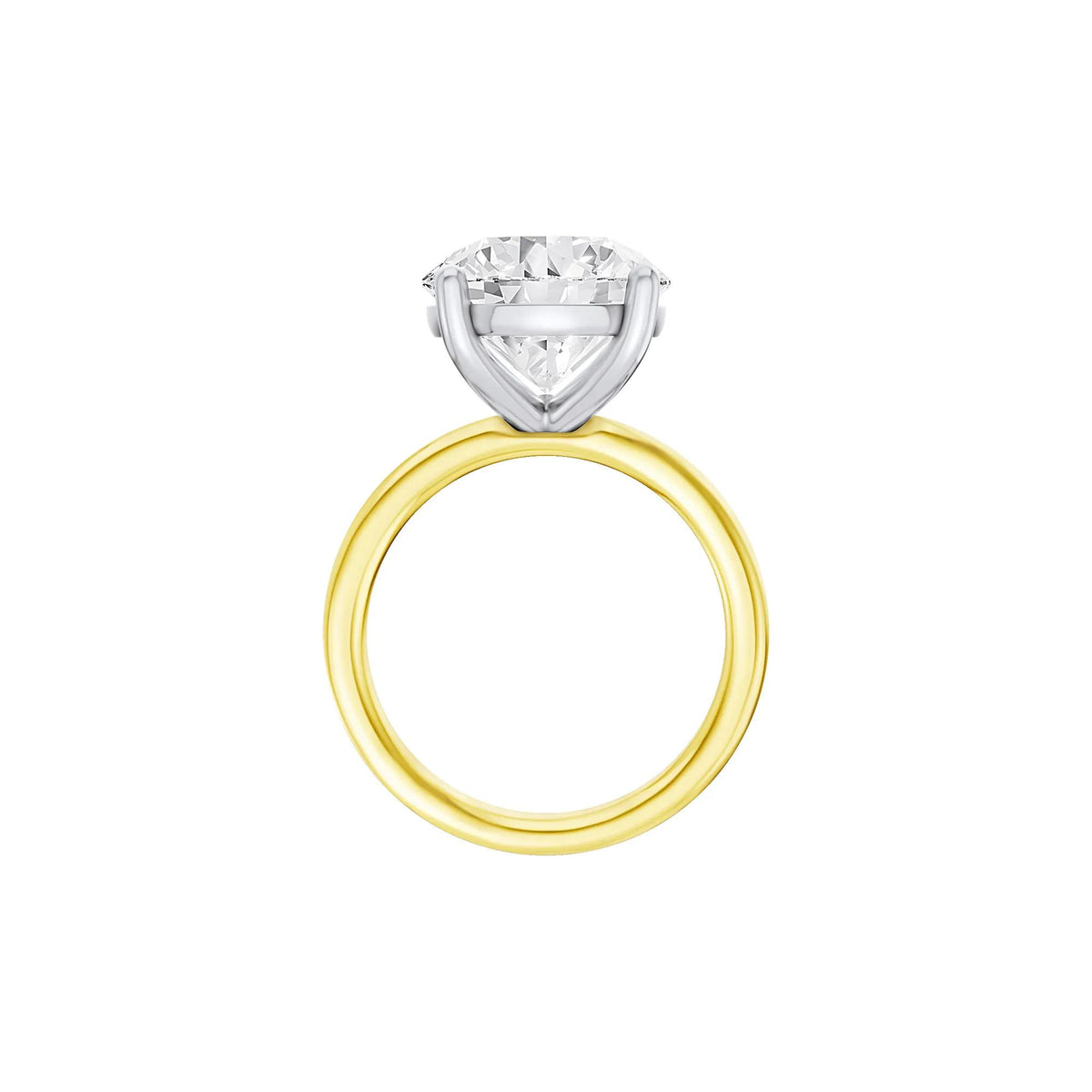 Lab Grown Diamond Round Solitaire Ring 14K Yellow & White Gold (6 CT.) Round Brilliant Cut Size 9.5 2mm