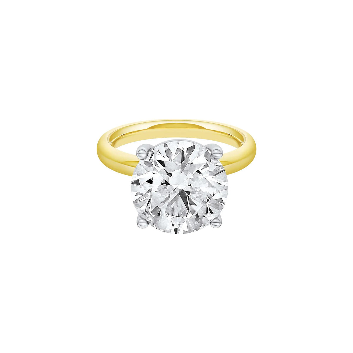Lab Grown Diamond Round Solitaire Ring 14K Yellow & White Gold (6 CT.) Round Brilliant Cut Size 6 2mm