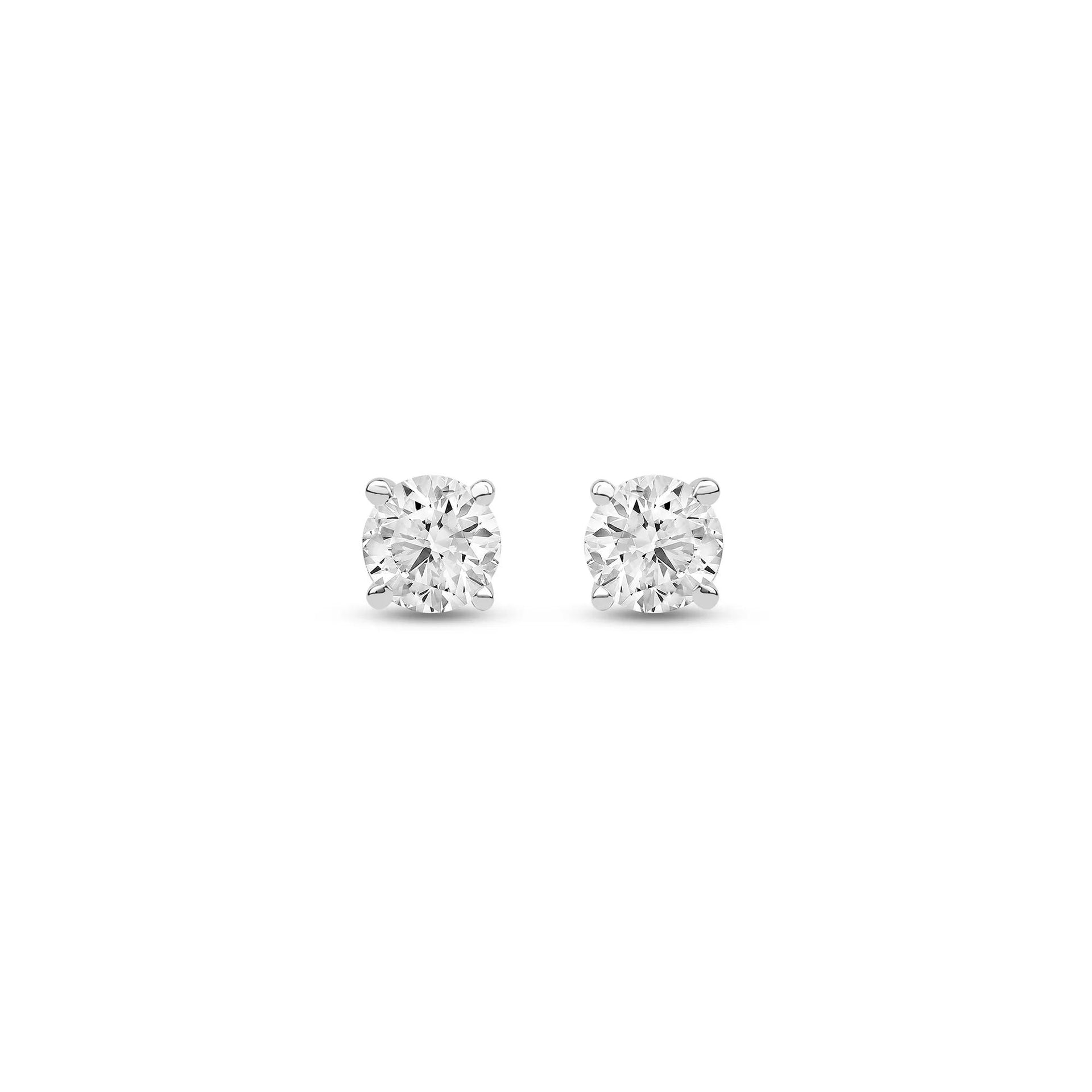 1/2 CT. Tw. Lab Grown Diamond Round Solitaire Stud Earrings 14K White Gold Size 4.00mm