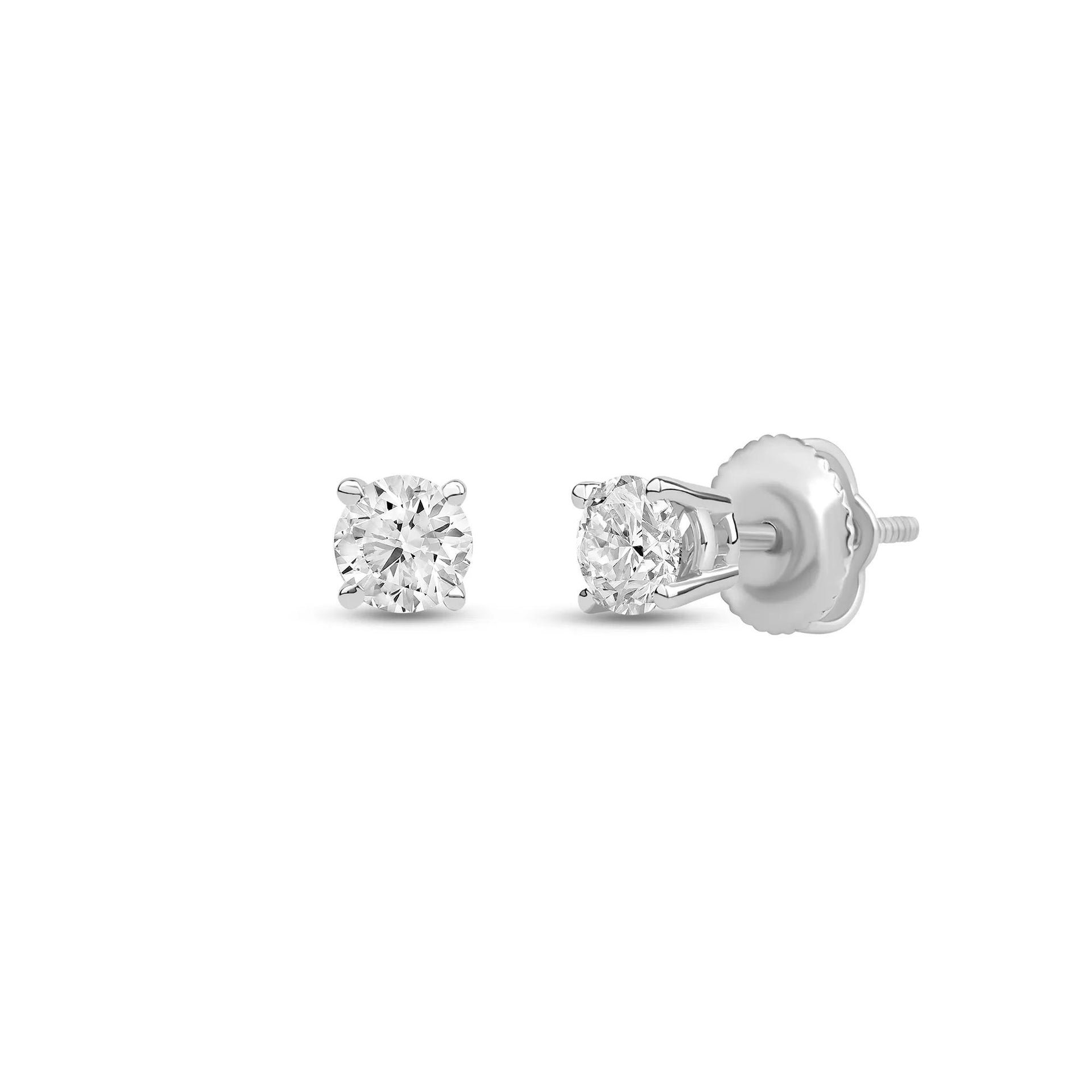 1/2 CT. Tw. Lab Grown Diamond Round Solitaire Stud Earrings 14K White Gold Size 4.00mm