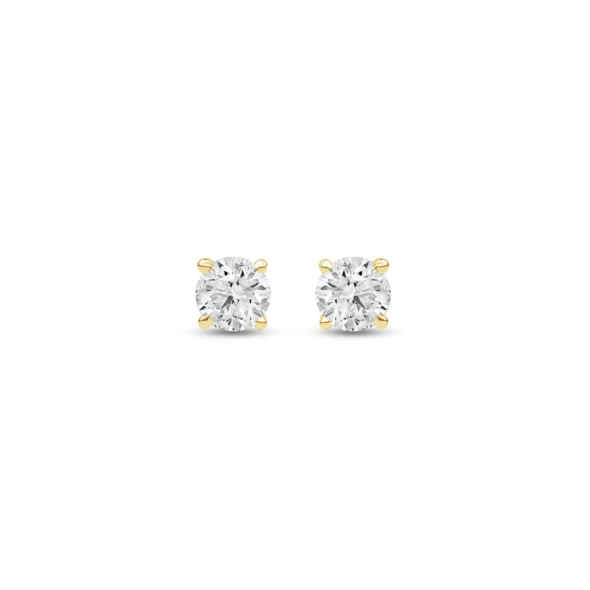 1/2 CT. Tw. Lab Grown Diamond Round Solitaire Stud Earrings 14K Yellow Gold Size 4.00mm