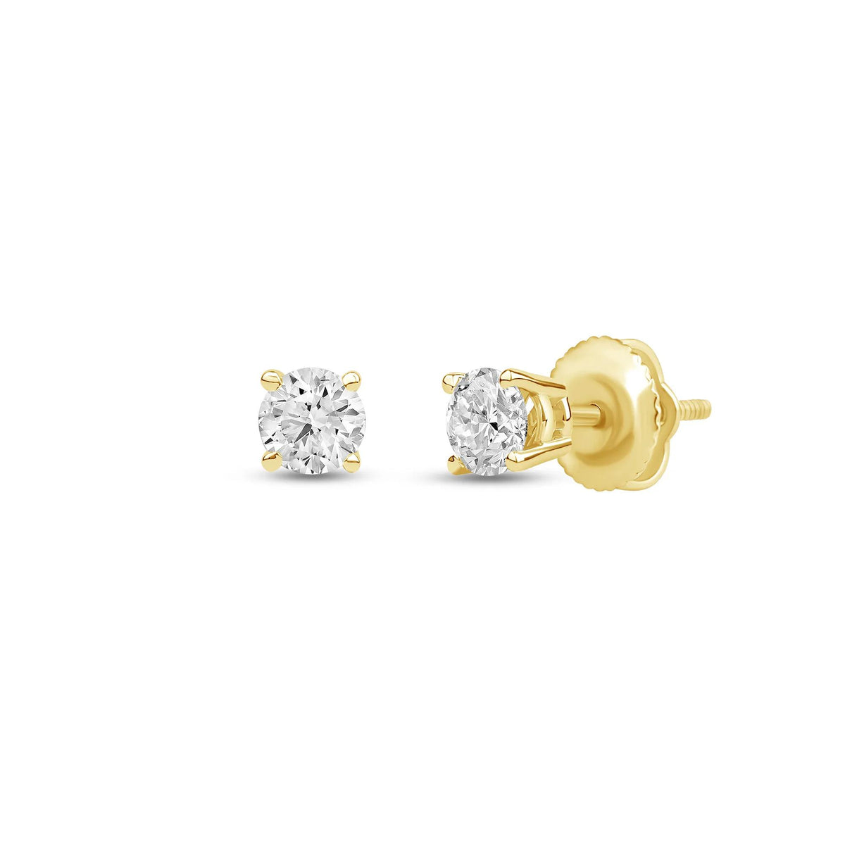 1/2 CT. Tw. Lab Grown Diamond Round Solitaire Stud Earrings 14K Yellow Gold Size 4.00mm