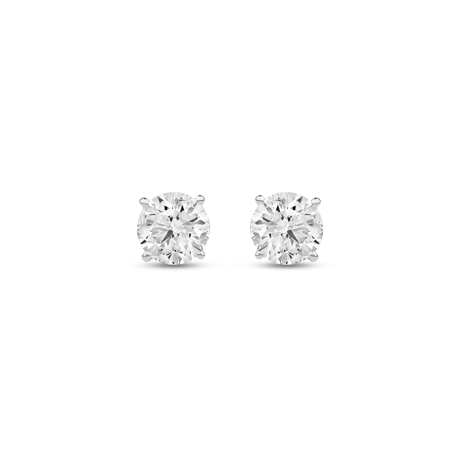 3 CT. Tw. Lab Grown Diamond Round Solitaire Stud Earrings 14K White Gold Size 7.00mm