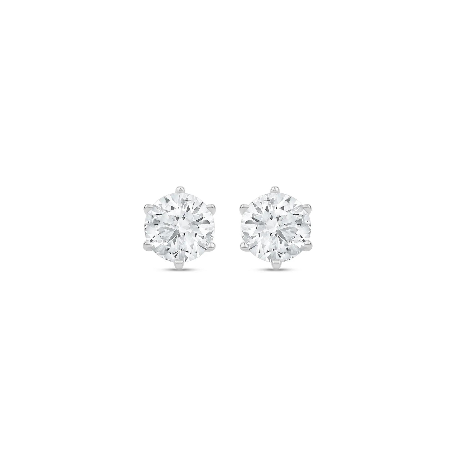 3 CT. Tw. Lab Grown Diamond Round Solitaire Stud Earrings 14K White Gold Size 9.00mm