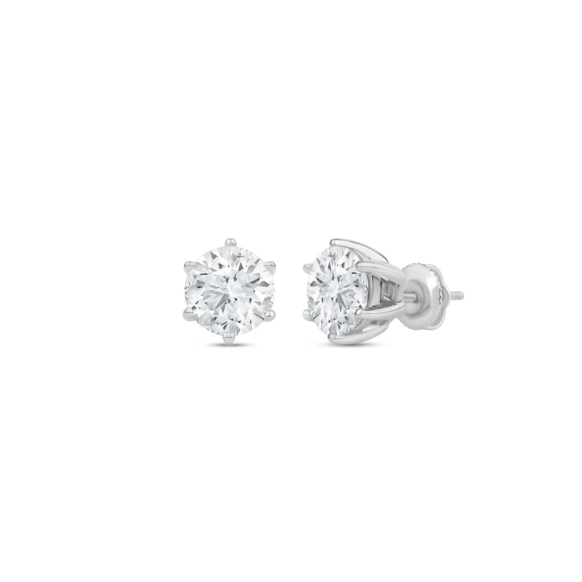 3 CT. Tw. Lab Grown Diamond Round Solitaire Stud Earrings 14K White Gold Size 9.00mm