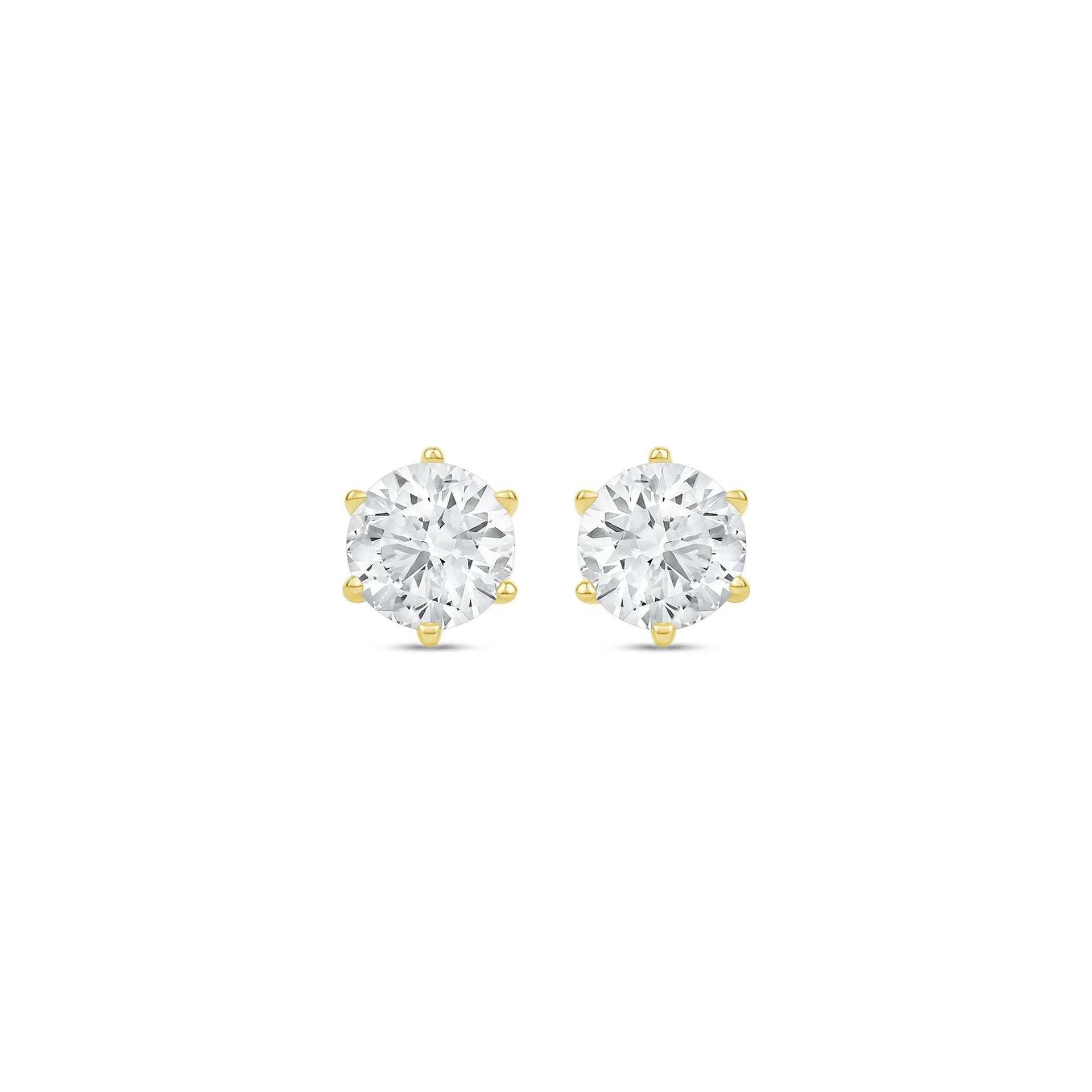 3 CT. Tw. Lab Grown Diamond Round Solitaire Stud Earrings 14K Yellow Gold Size 9.00mm