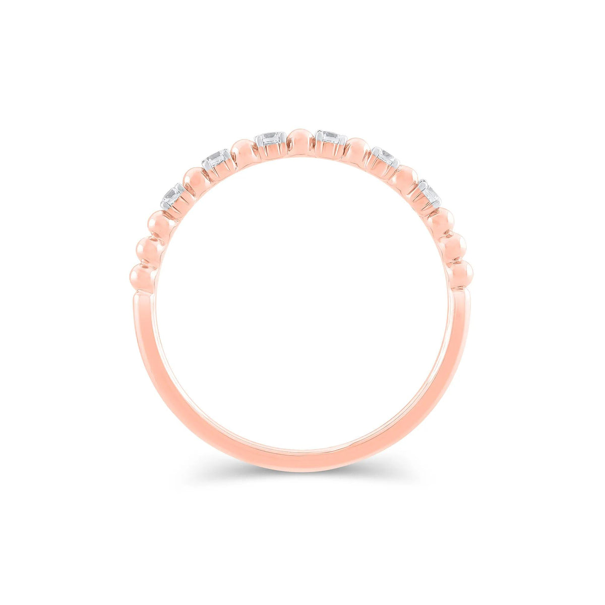 1/10 CT. Tw. Lab Grown Diamond Round Stacking Ring 10K Rose Gold Size 5.5 1.5mm