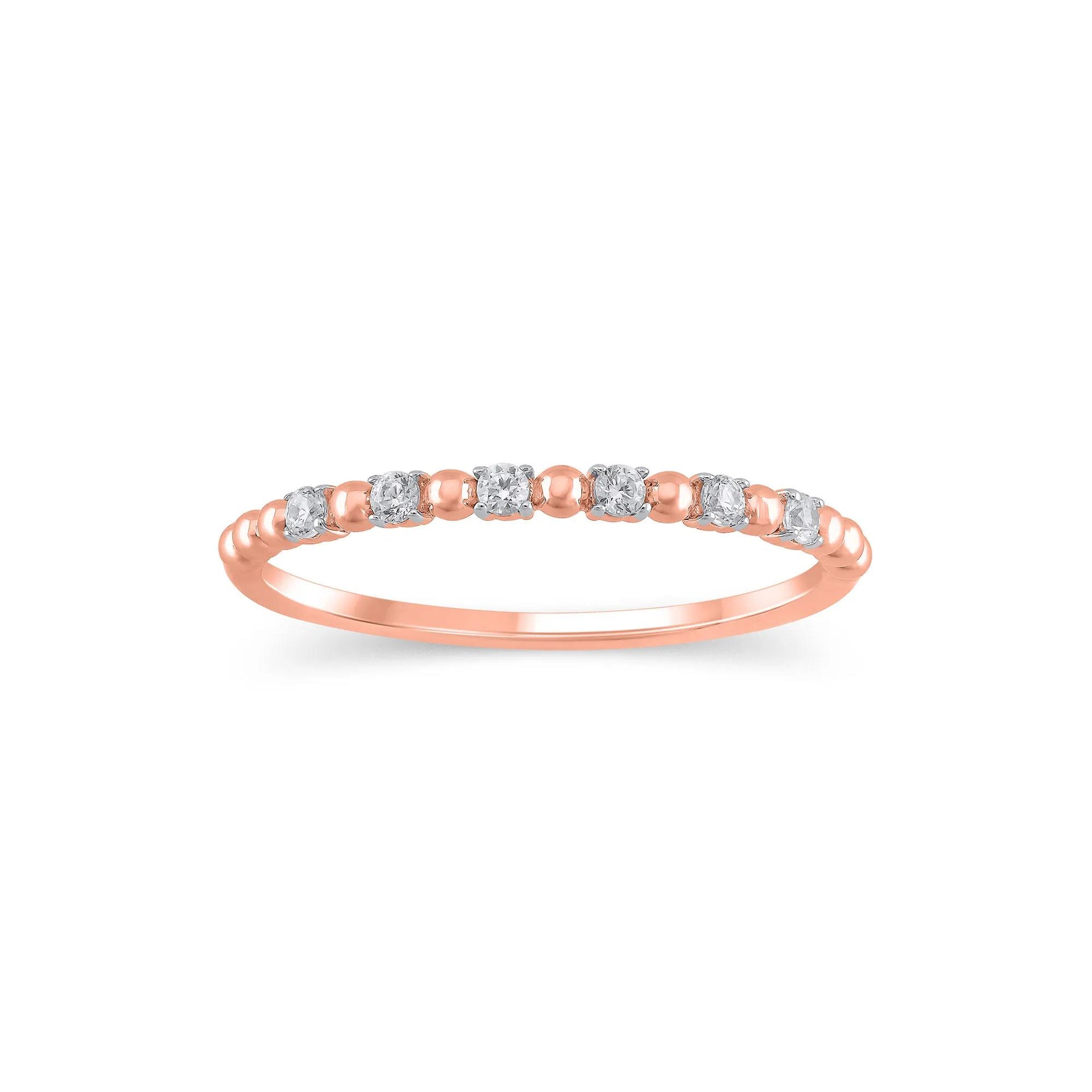 1/10 CT. Tw. Lab Grown Diamond Round Stacking Ring 10K Rose Gold Size 5.5 1.5mm