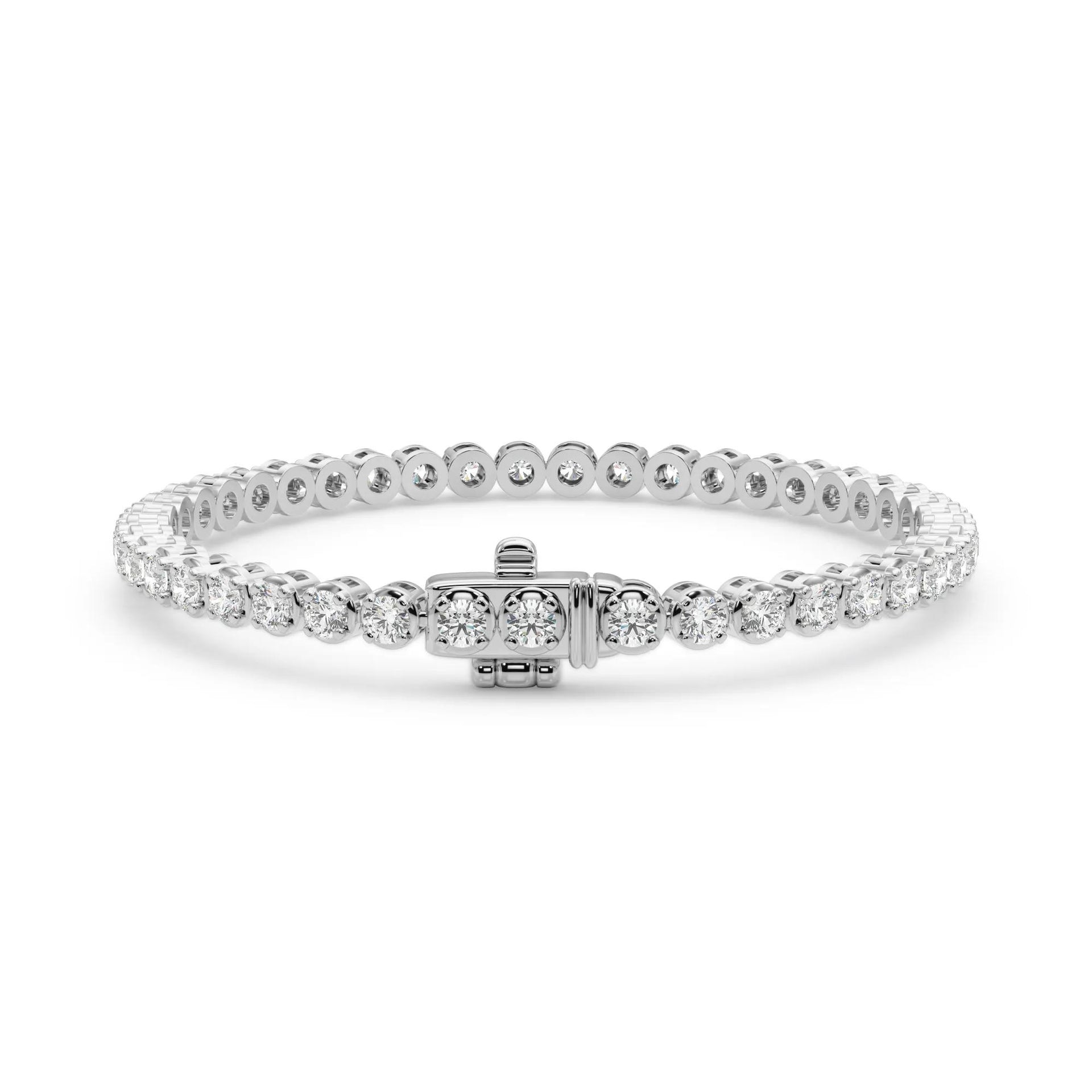 1 CT. Tw. Lab Grown Diamond Round Tennis Bracelet 14K White Gold Size 8"