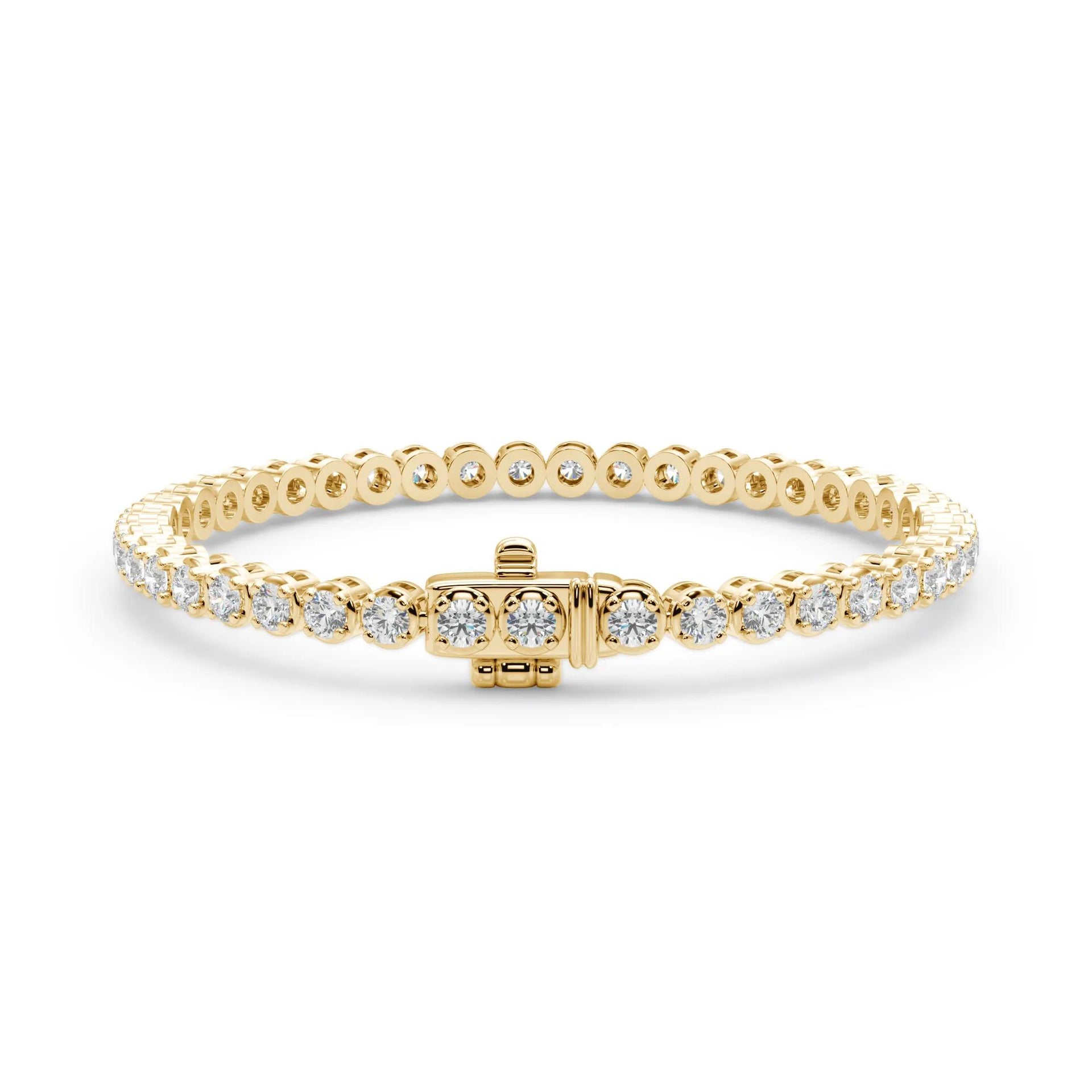 7/8 CT. Tw. Lab Grown Diamond Round Tennis Bracelet 14K Yellow Gold Size 6"