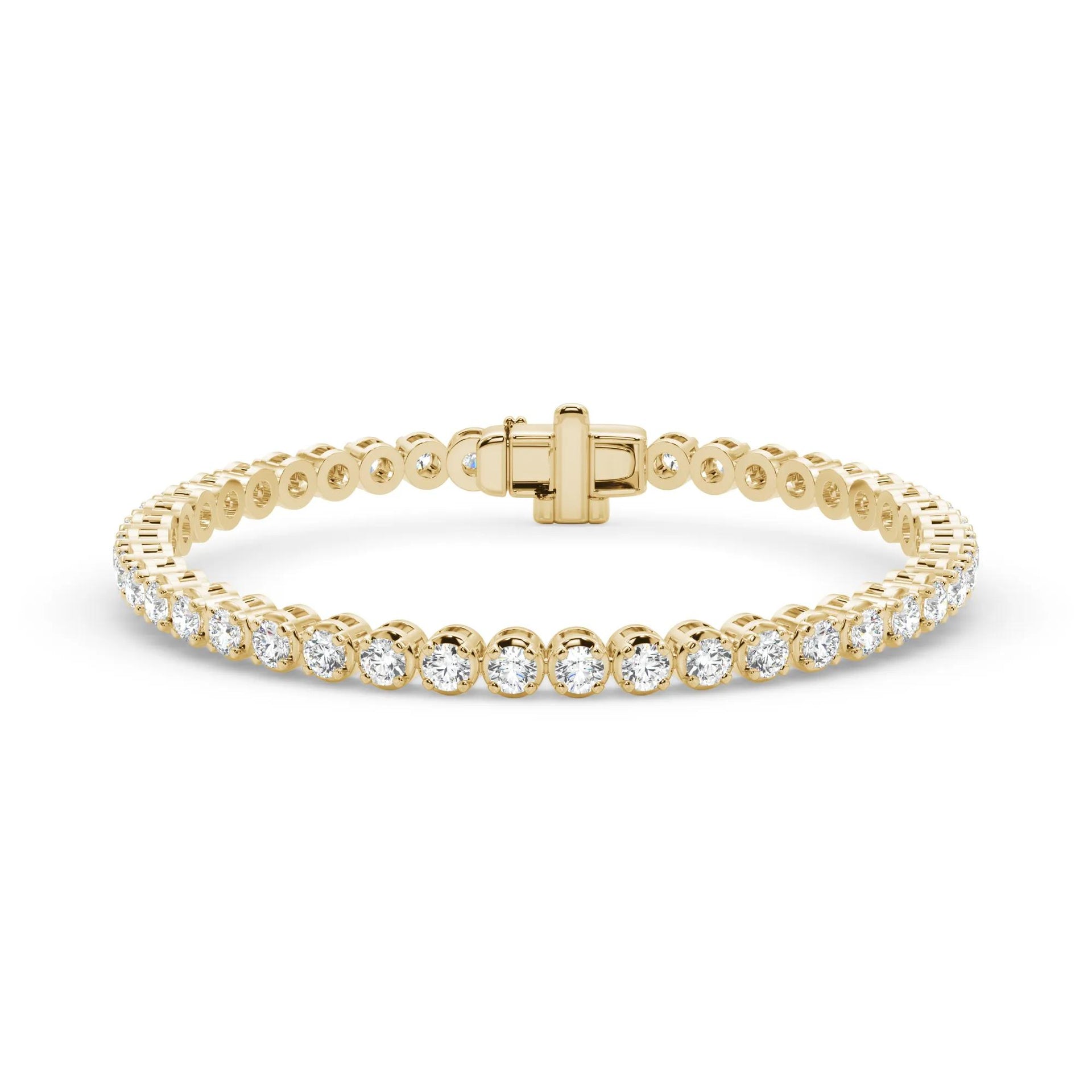 7/8 CT. Tw. Lab Grown Diamond Round Tennis Bracelet 14K Yellow Gold Size 6"